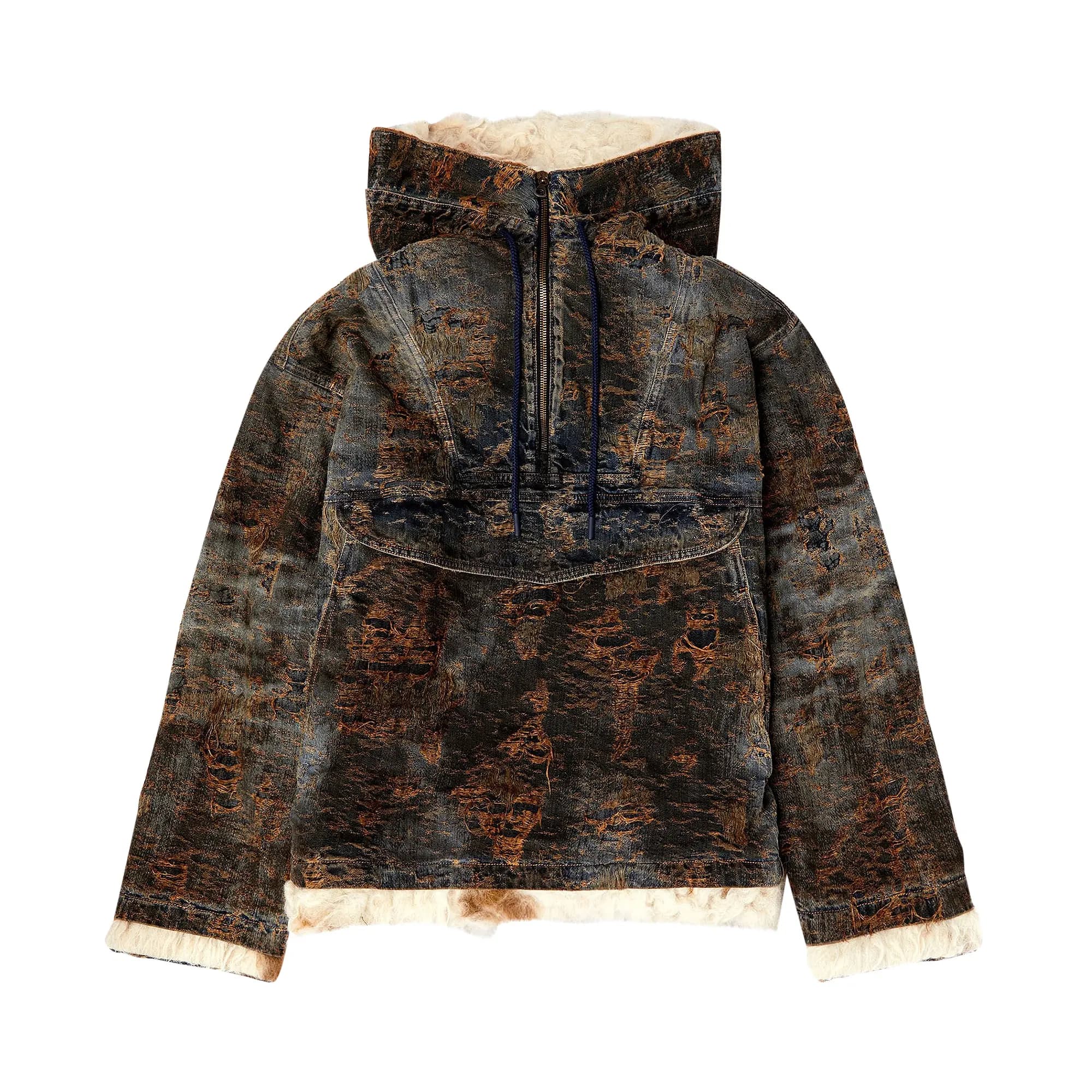 Diesel Distressed Denim Half Zip Anorak Jackets 'Blue' by Diesel
