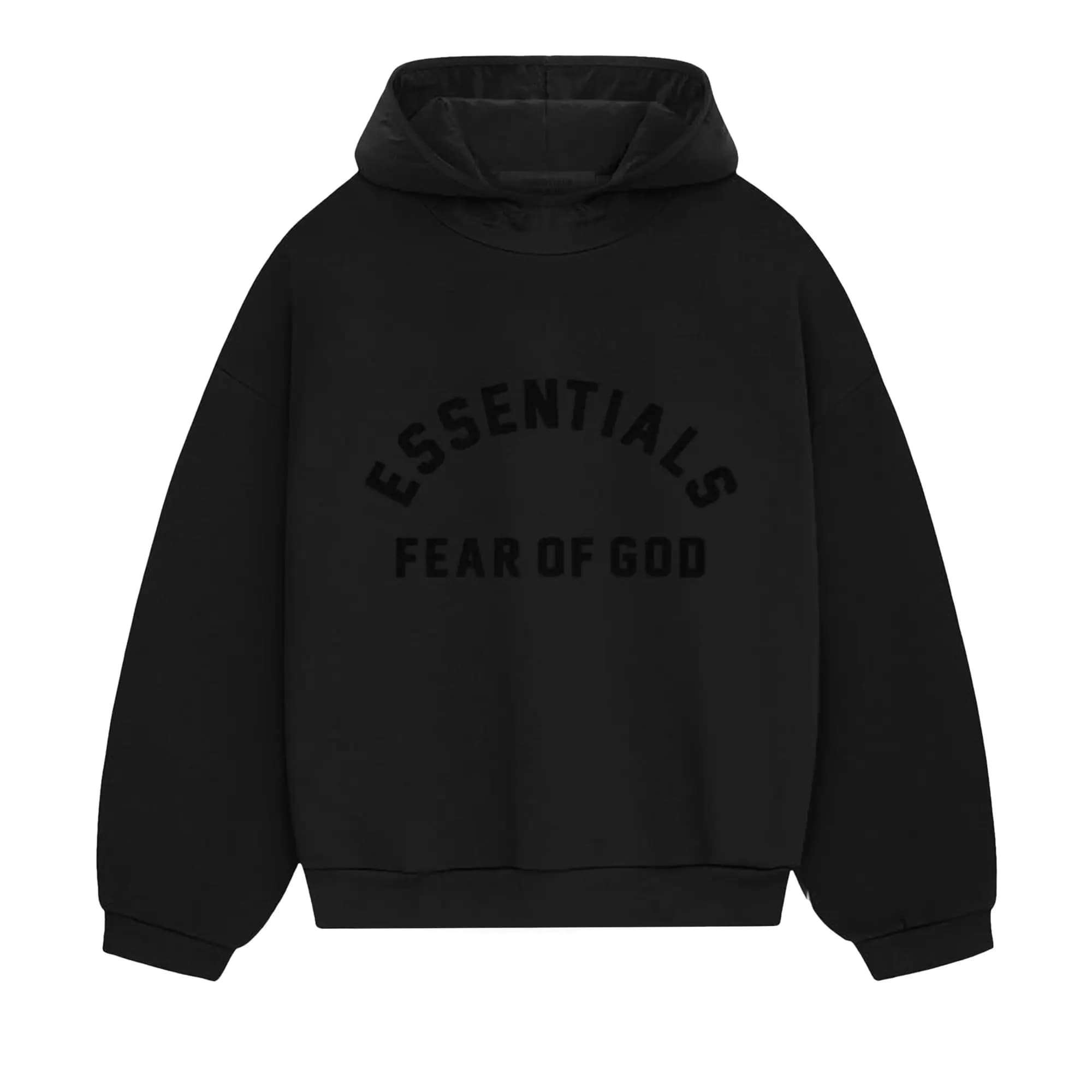 Fear of God Essentials Nylon Fleece Hoodie 'Jet Black/Jet Black' by Fear Of God Essentials