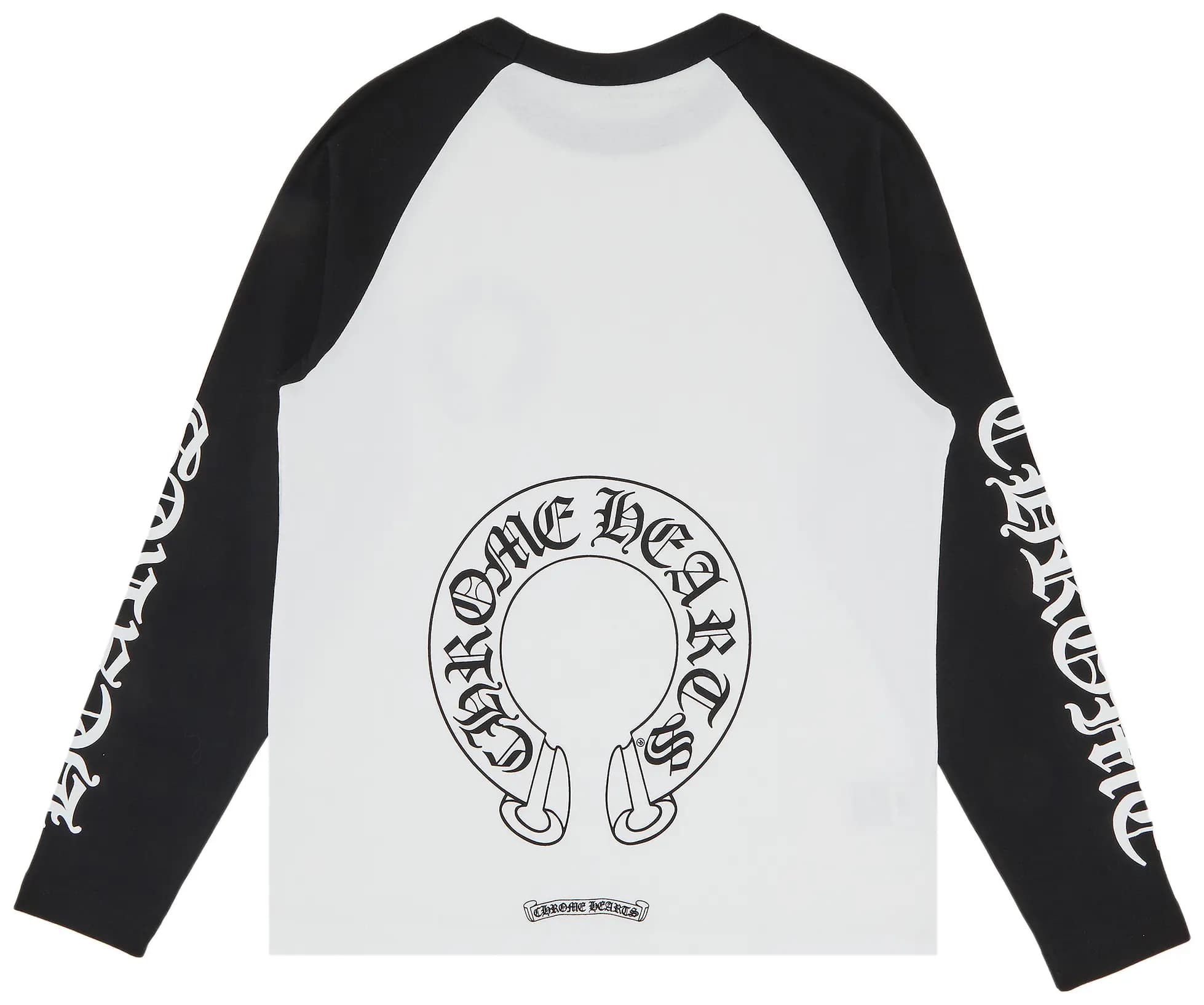 Chrome Hearts Horseshoe Neck Logo 3/4 Shirt 'Black/White' 2