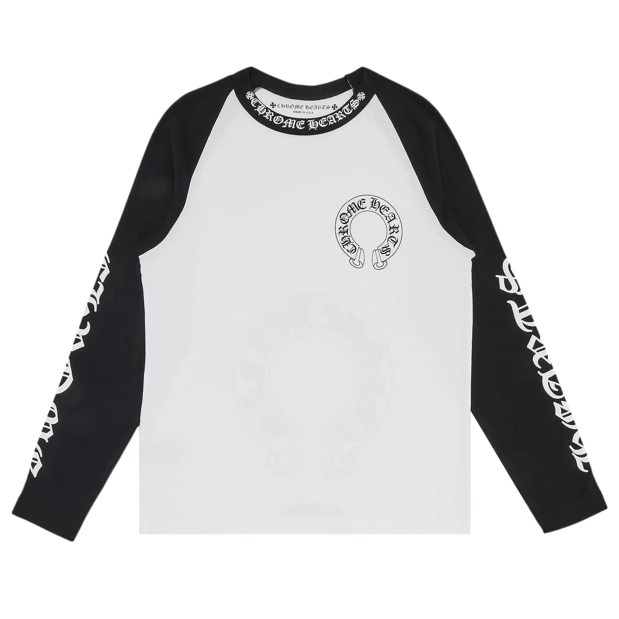 Chrome Hearts Horseshoe Neck Logo 3/4 Shirt 'Black/White' by Chrome Hearts
