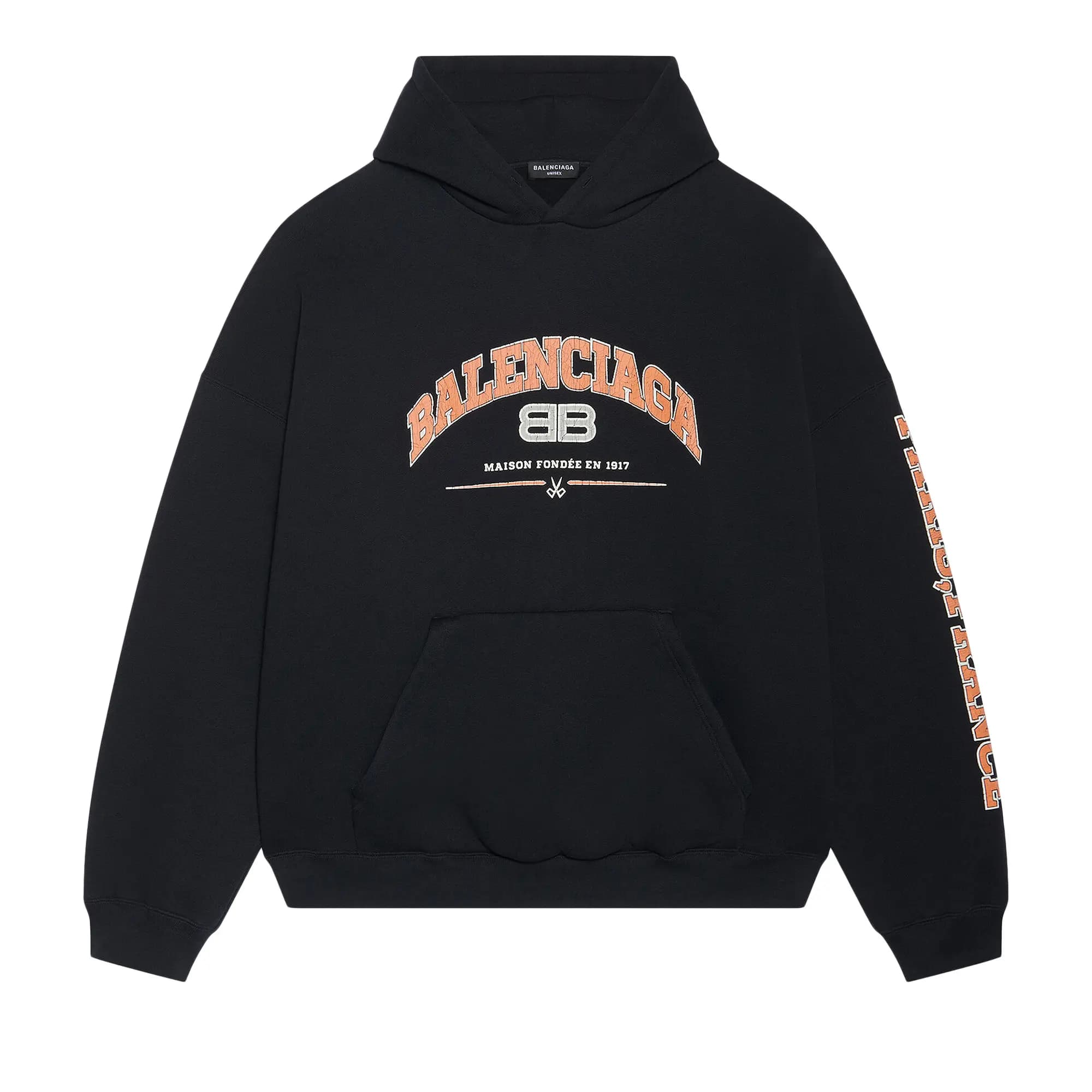 Balenciaga Wide Fit Hoodie 'Black/Orange/White' by Balenciaga