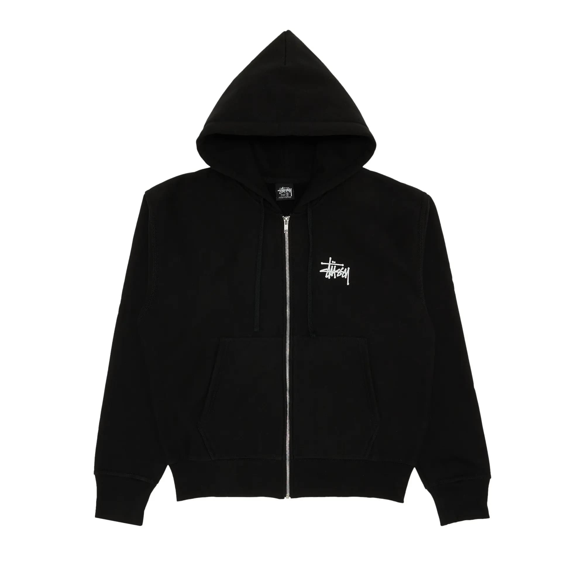 Stussy Basic Logo Zip Up Hoodie 'Black' by Stüssy