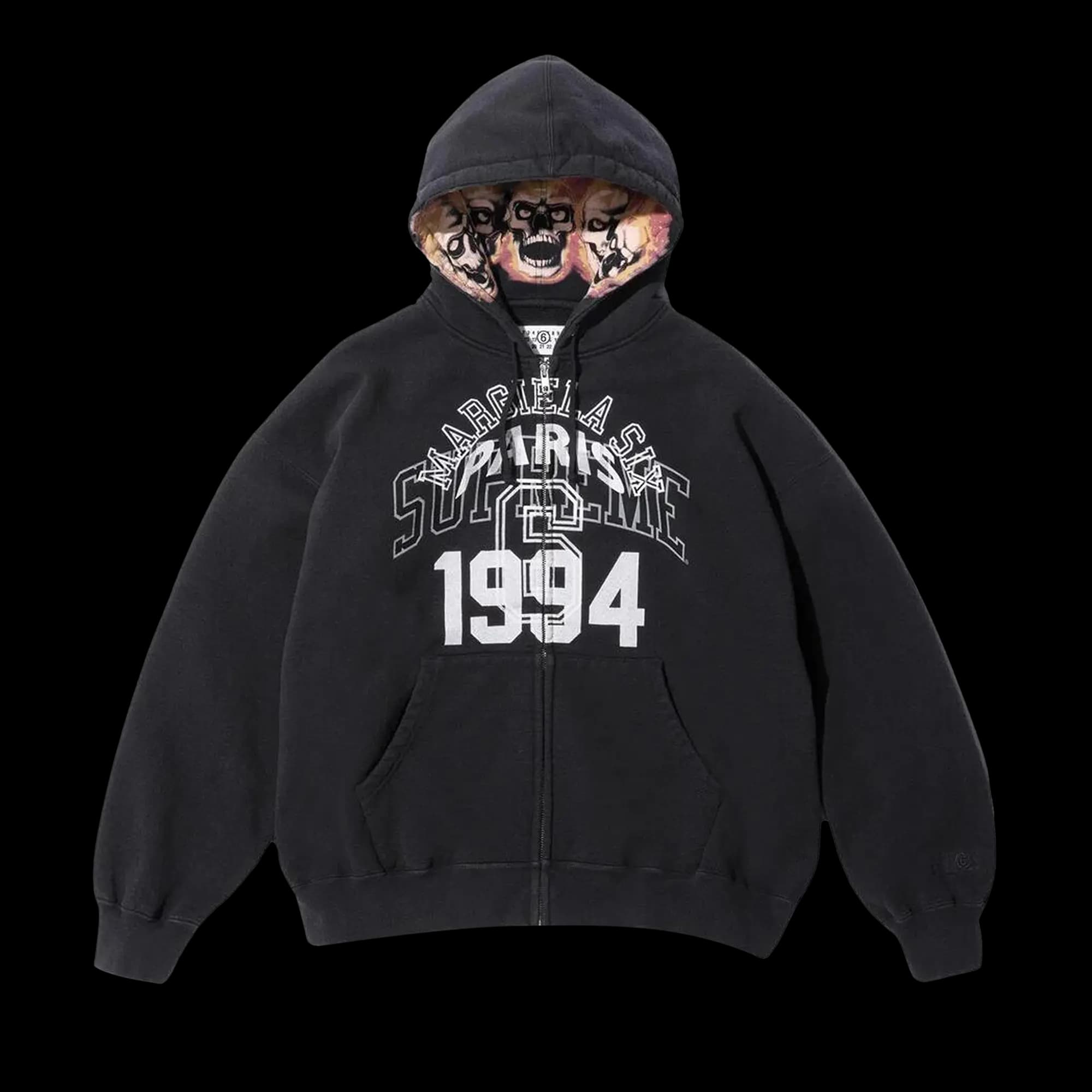 Supreme x MM6 Maison Margiela Zip Up Hooded Sweatshirt 'Black' by Mm6 Maison Margiela