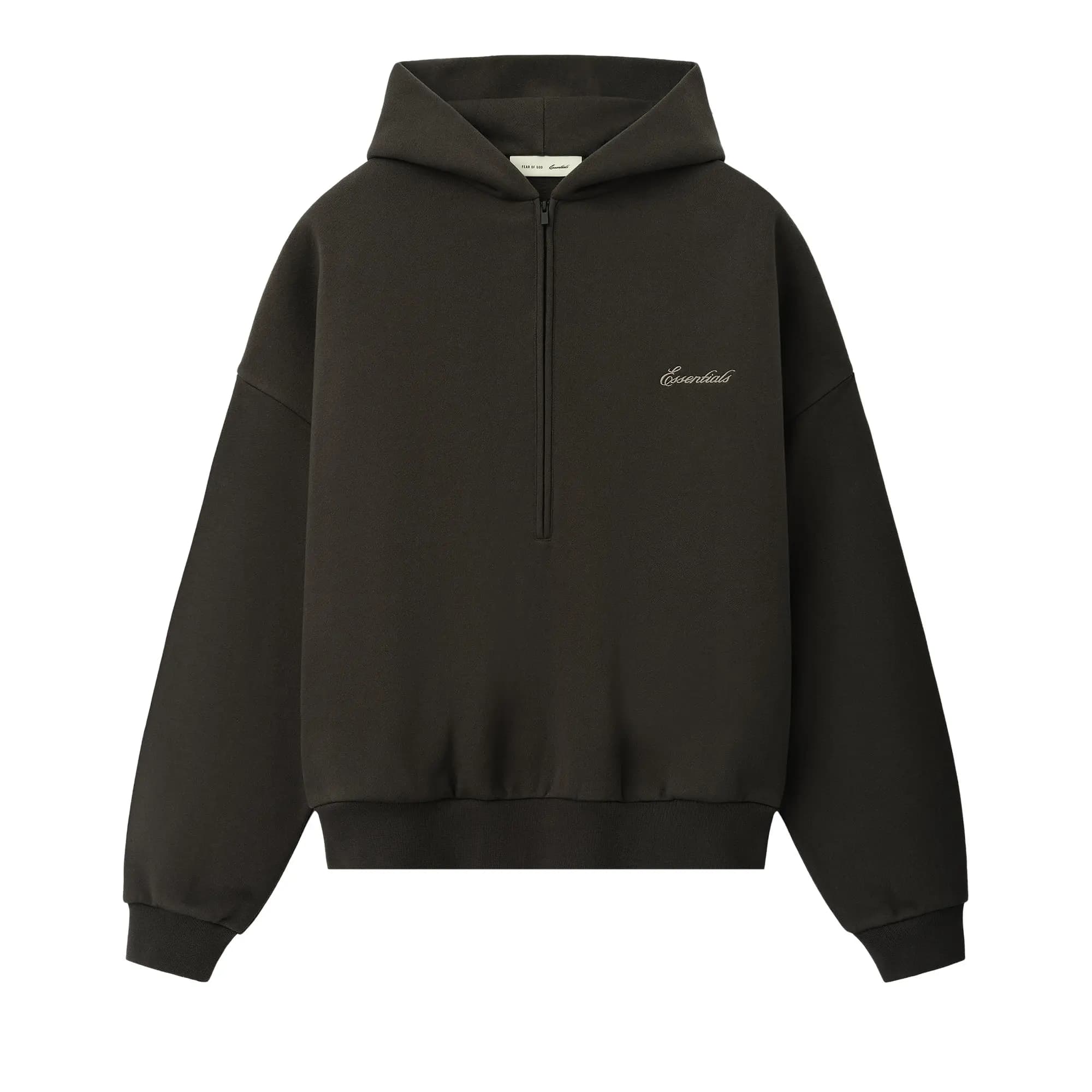 Fear of God Essentials Signature Lounge Half Zip Hoodie 'Ink Black' by Fear Of God Essentials