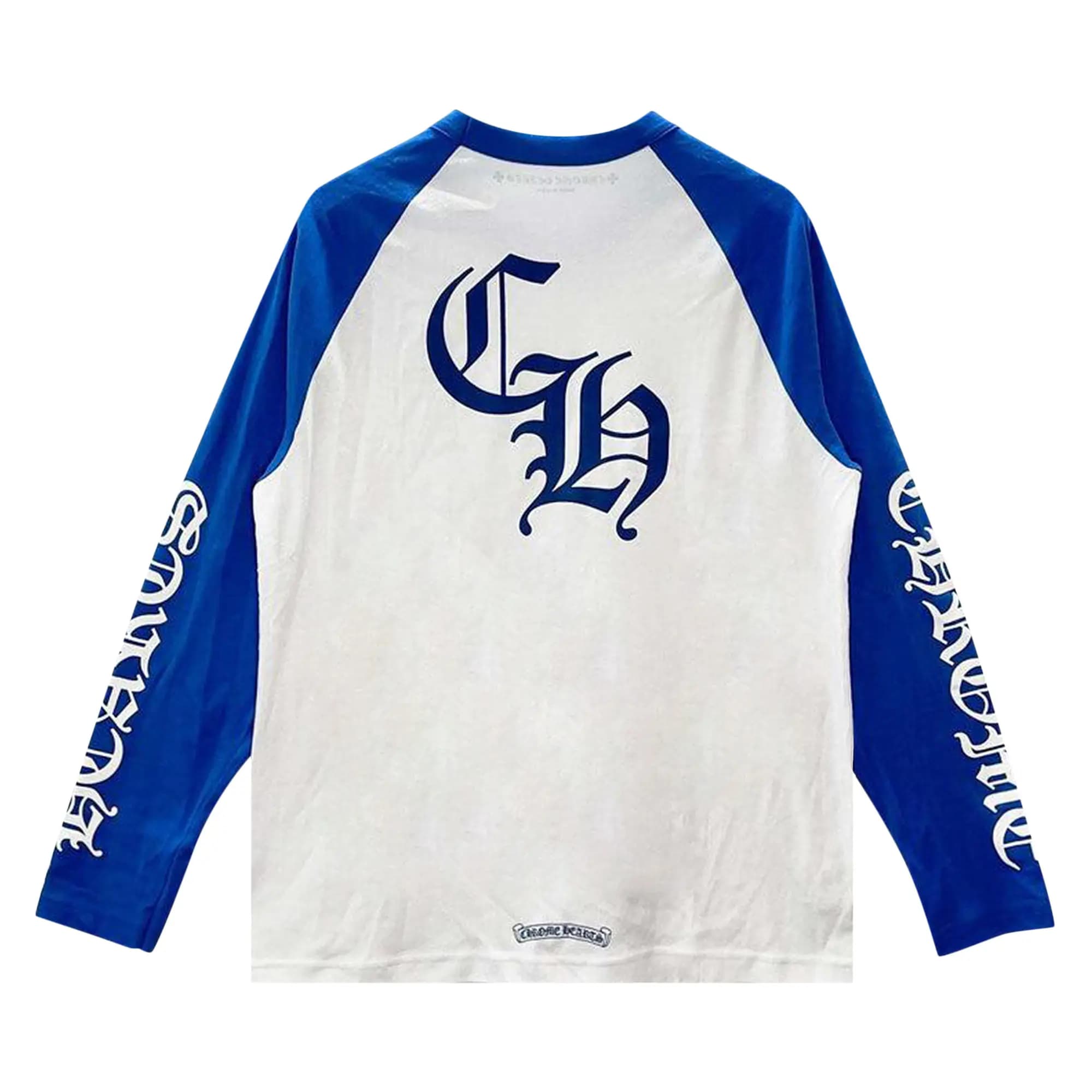 Chrome Hearts Long-Sleeve Horseshoe Baseball Tee 'White/Blue' 2