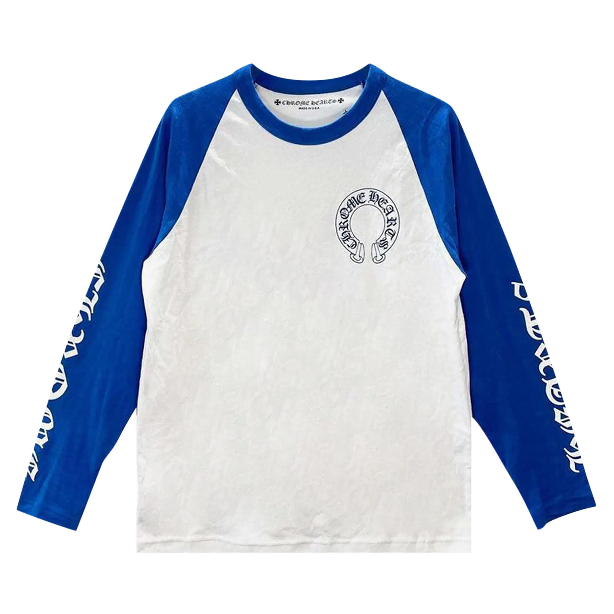 Chrome Hearts Long-Sleeve Horseshoe Baseball Tee 'White/Blue' by Chrome Hearts