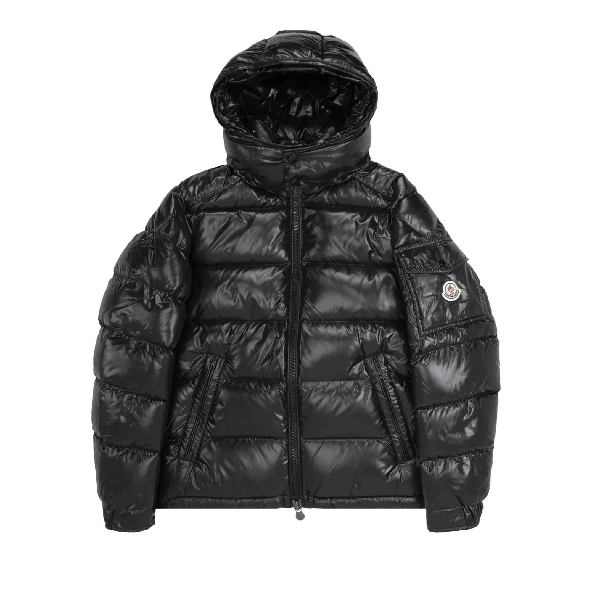 Moncler Maya Hooded Puffer Shiny Jacket 'Black' by Moncler
