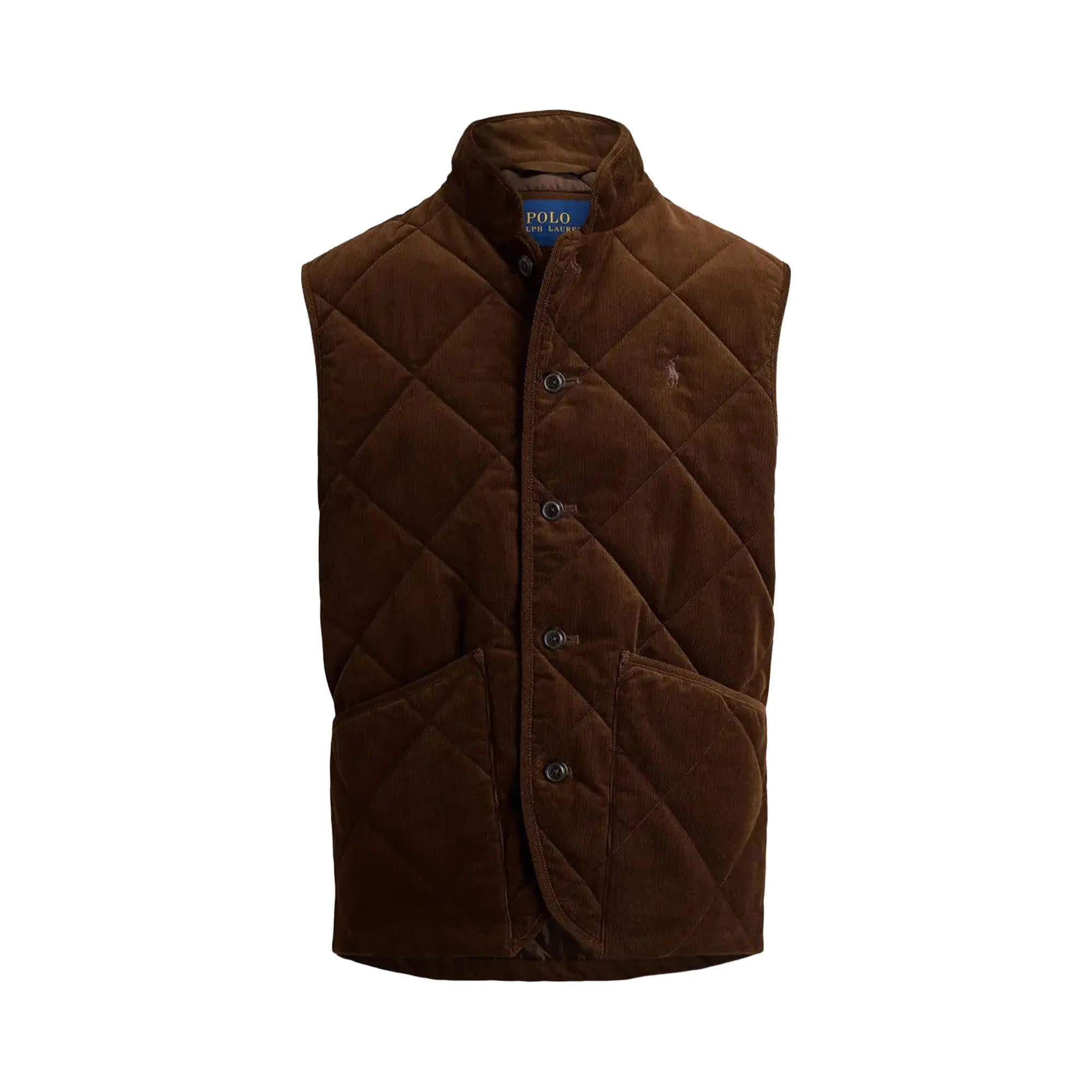 Polo Ralph Lauren Sleeveless Wale Corduroy Hurston Quilted Vest 'Cooper Brown' by Polo Ralph Lauren