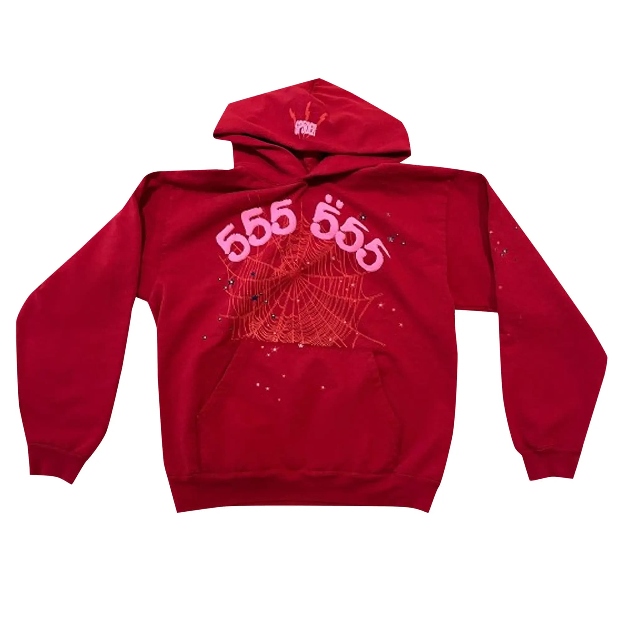 Sp5der Number 555 Hoodie 'Red' by SP5DER
