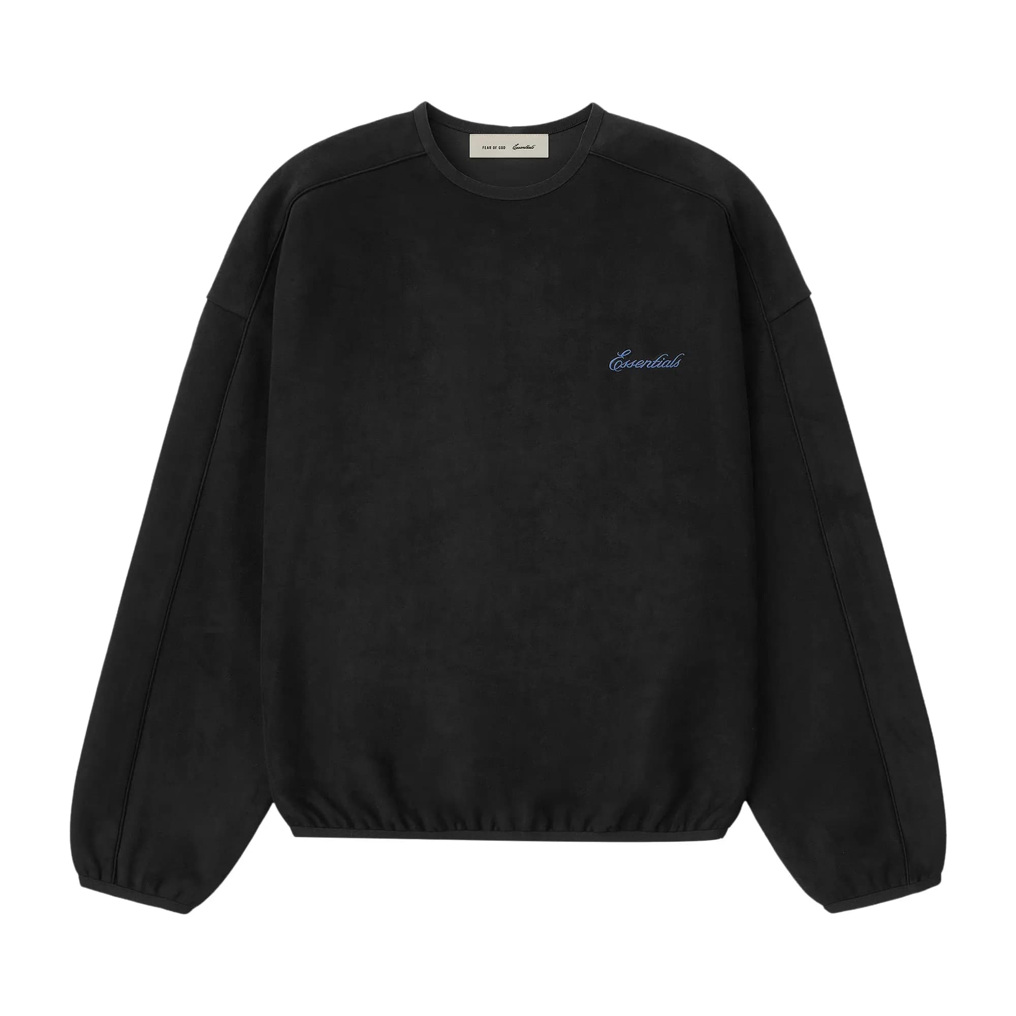 Fear of God Essentials Suede Fleece Signature Modern Crewneck Sweatshirt W/ Piping 'Black' by Fear Of God Essentials
