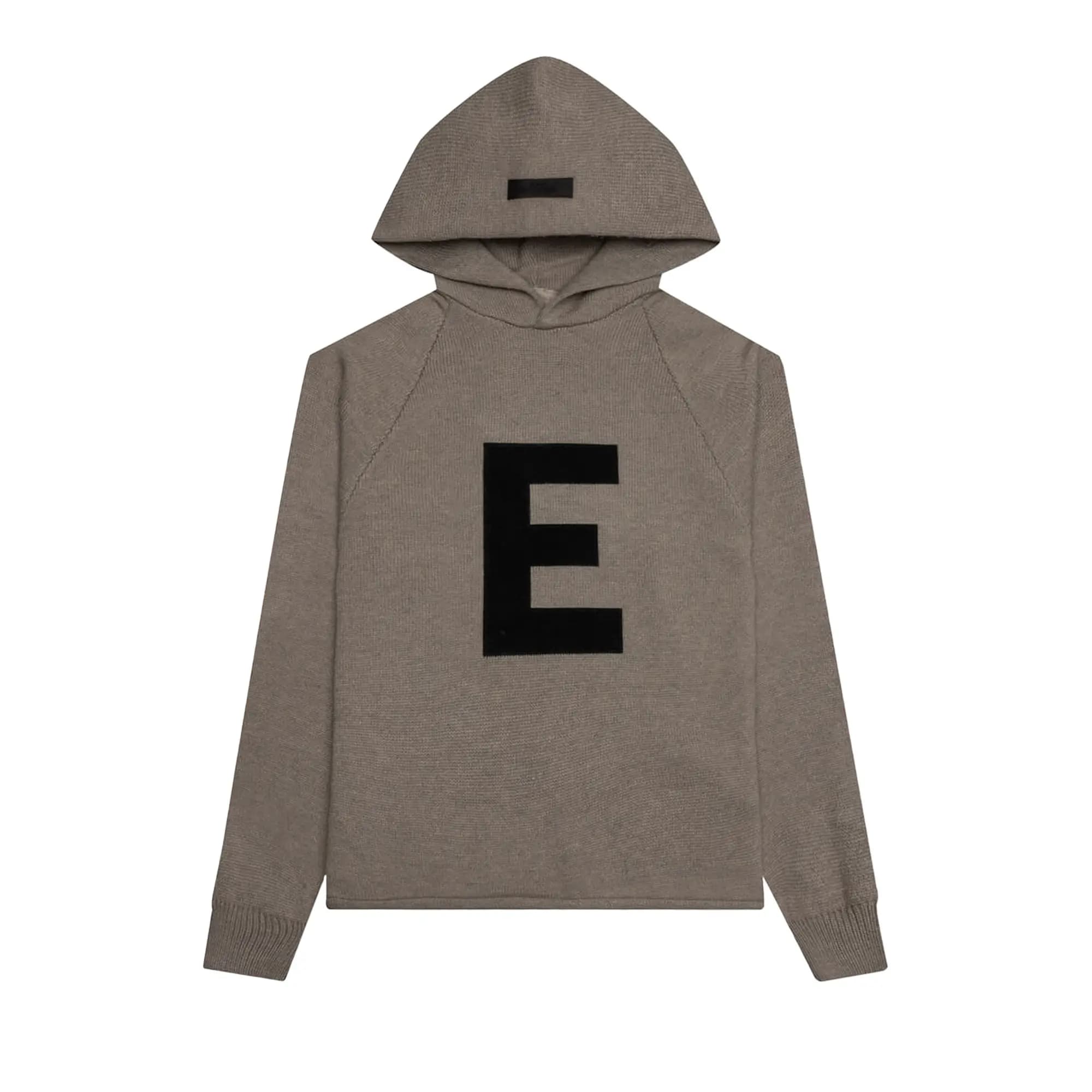 Fear of God Essentials Kids Big E Knit Hoodie 'Dark Oatmeal' by Fear of God