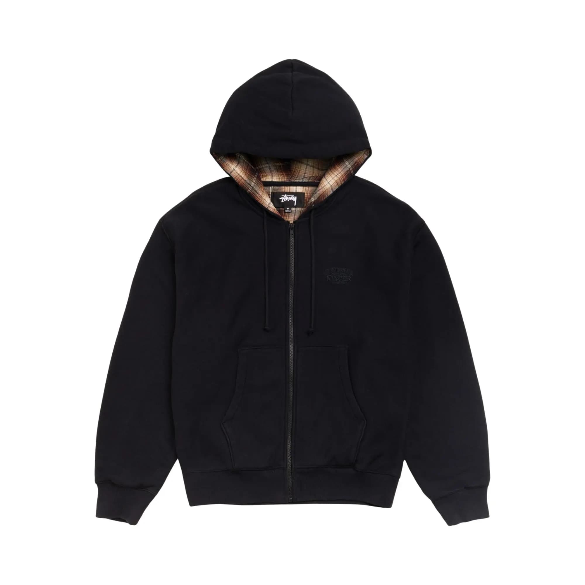 Stussy Plaid Lined Zip Hoodie 'Black' by Stüssy
