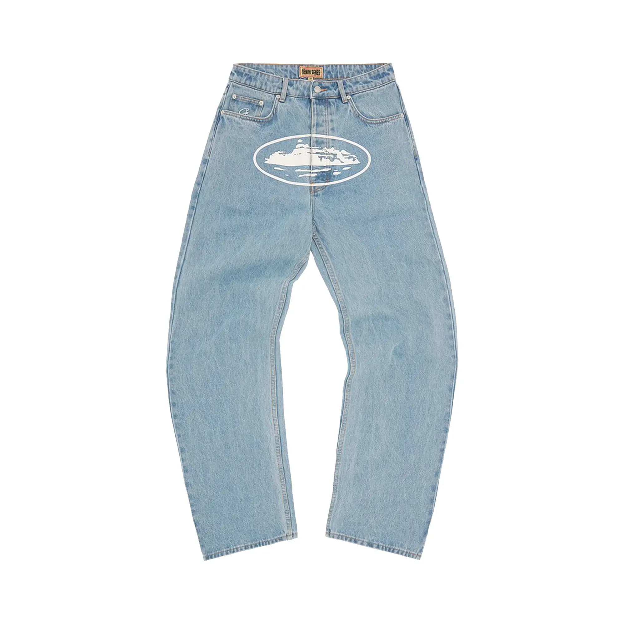 Corteiz Alcatraz Baggy Jeans 'Washed Blue' by Corteiz