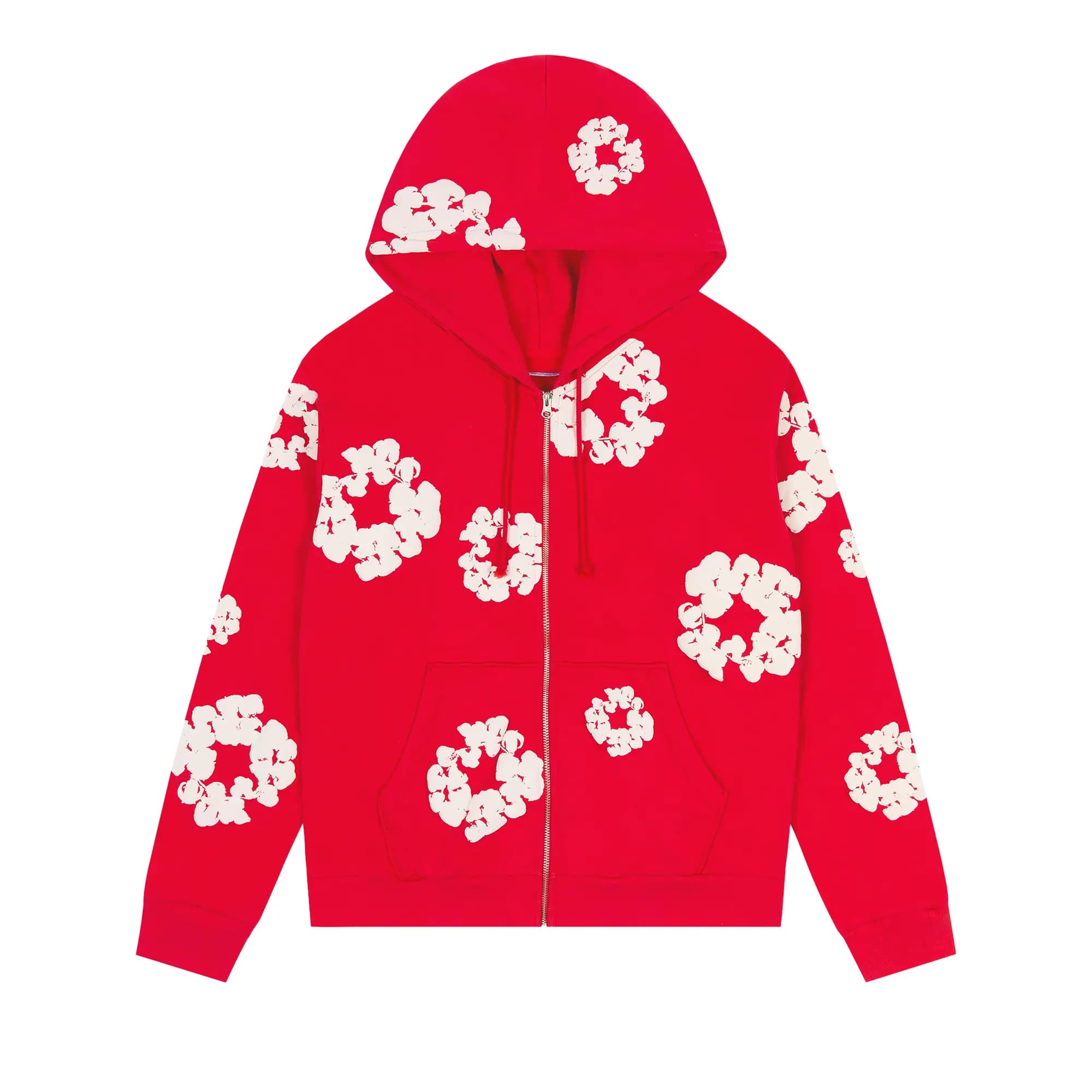 Denim Tears Cotton Wreath Zip Hoodie 'Red' by Denim Tears