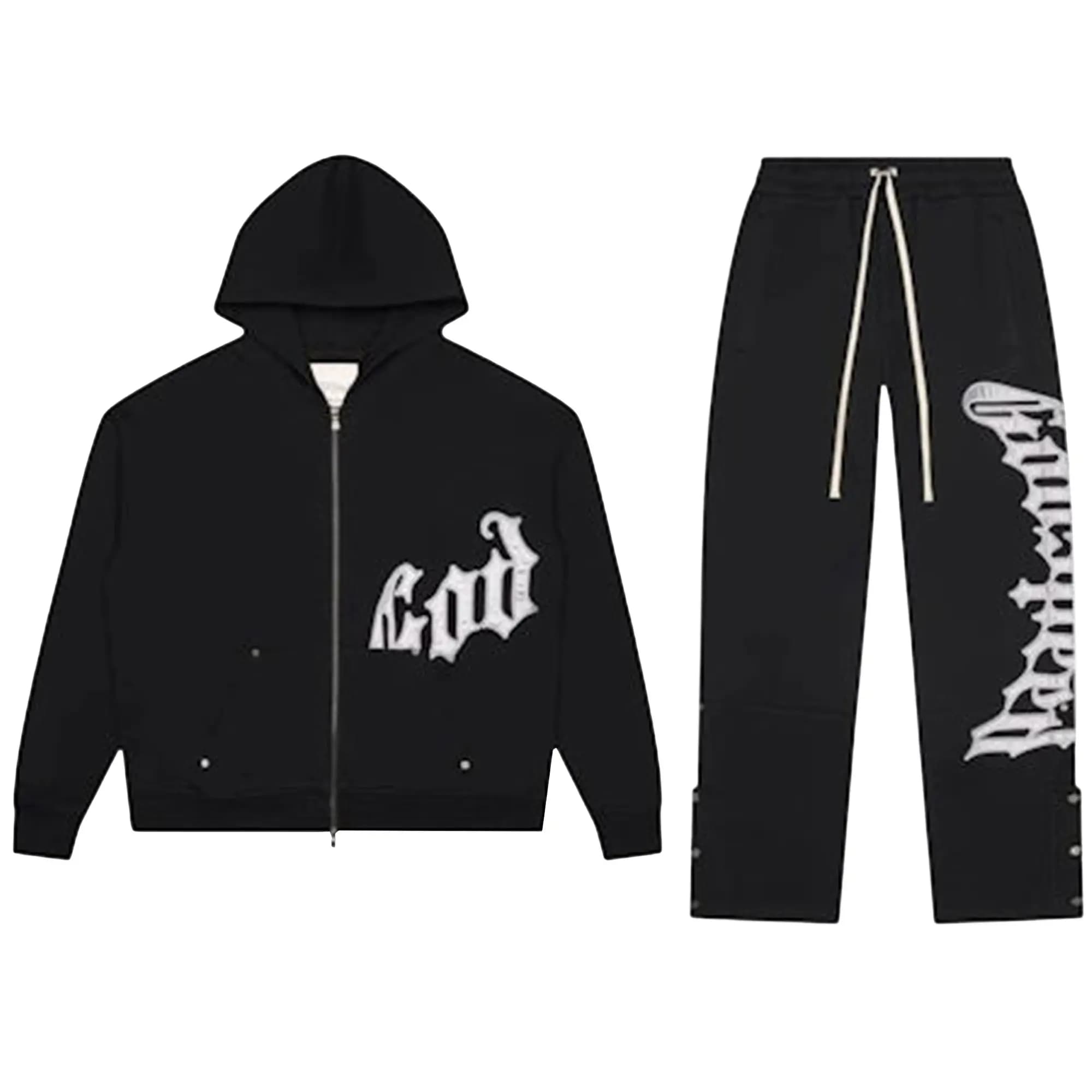 Godspeed OG Logo V2 Sweatsuit 'Black/Silver Satin' by Godspeed