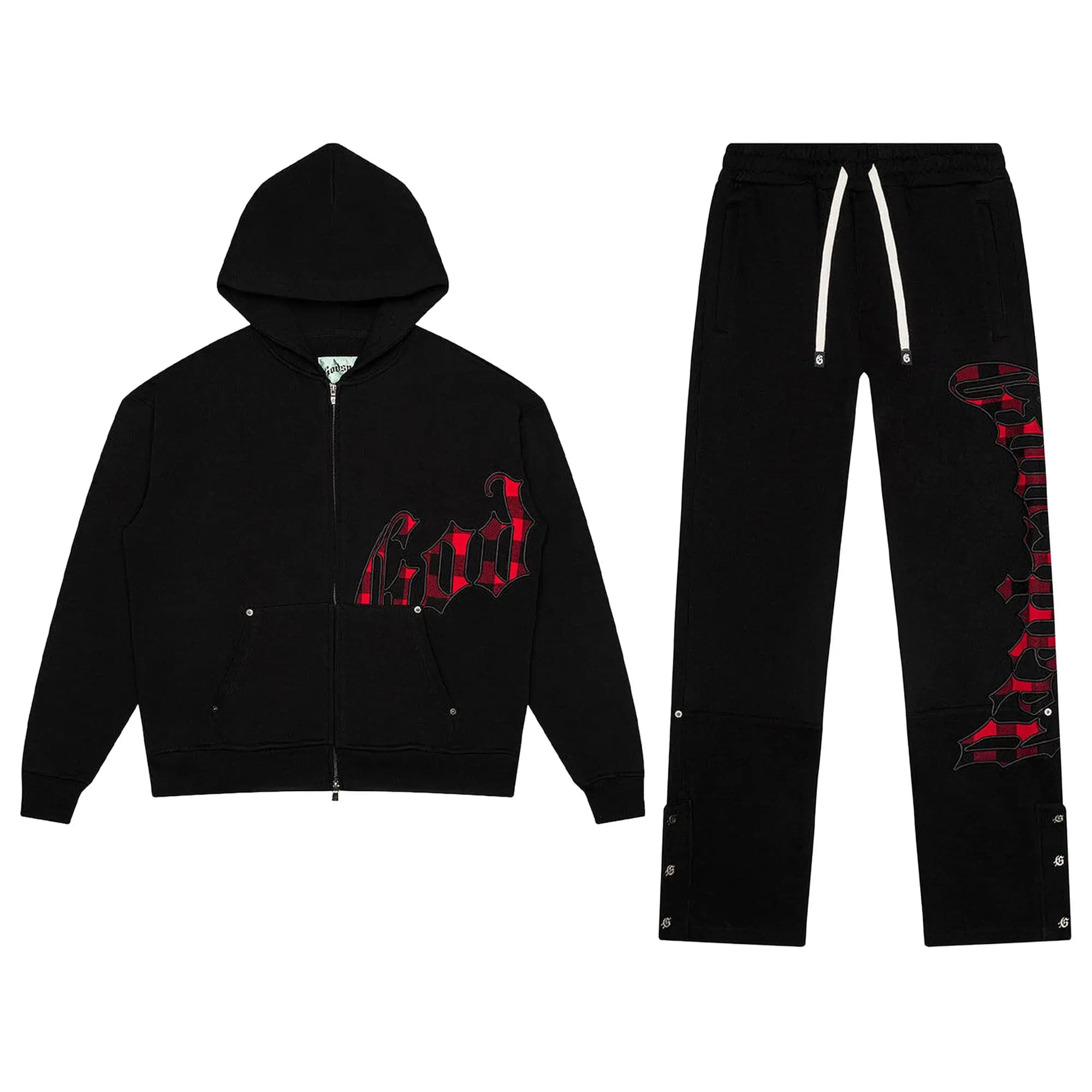 Godspeed OG Logo Sweatsuit 'Black/Red Plaid' by Godspeed