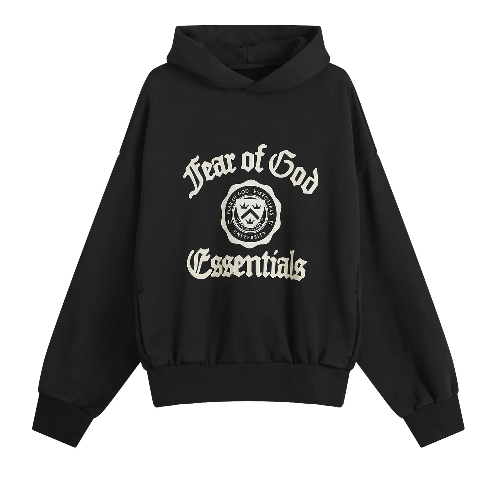 Fear of God Essentials Fleece Vintage Shrunken Hoodie 'Black' by Fear of God