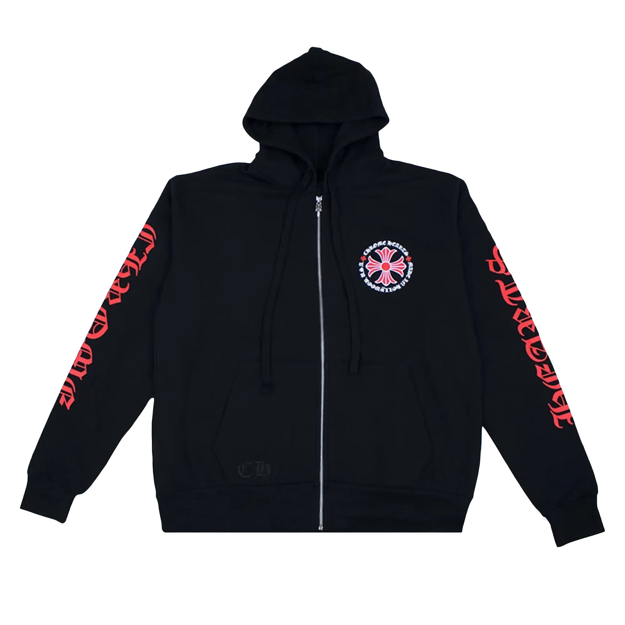 Chrome Hearts Made In Hollywood Plus Cross Zip Up Hoodie 'Black/Red' by Chrome Hearts