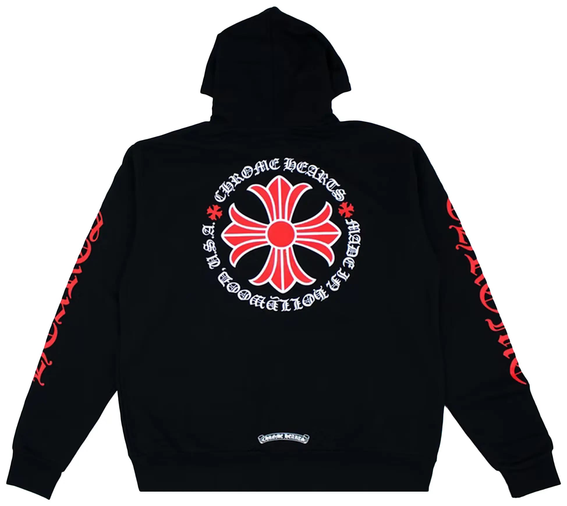 Chrome Hearts Made In Hollywood Plus Cross Zip Up Hoodie 'Black/Red' 2