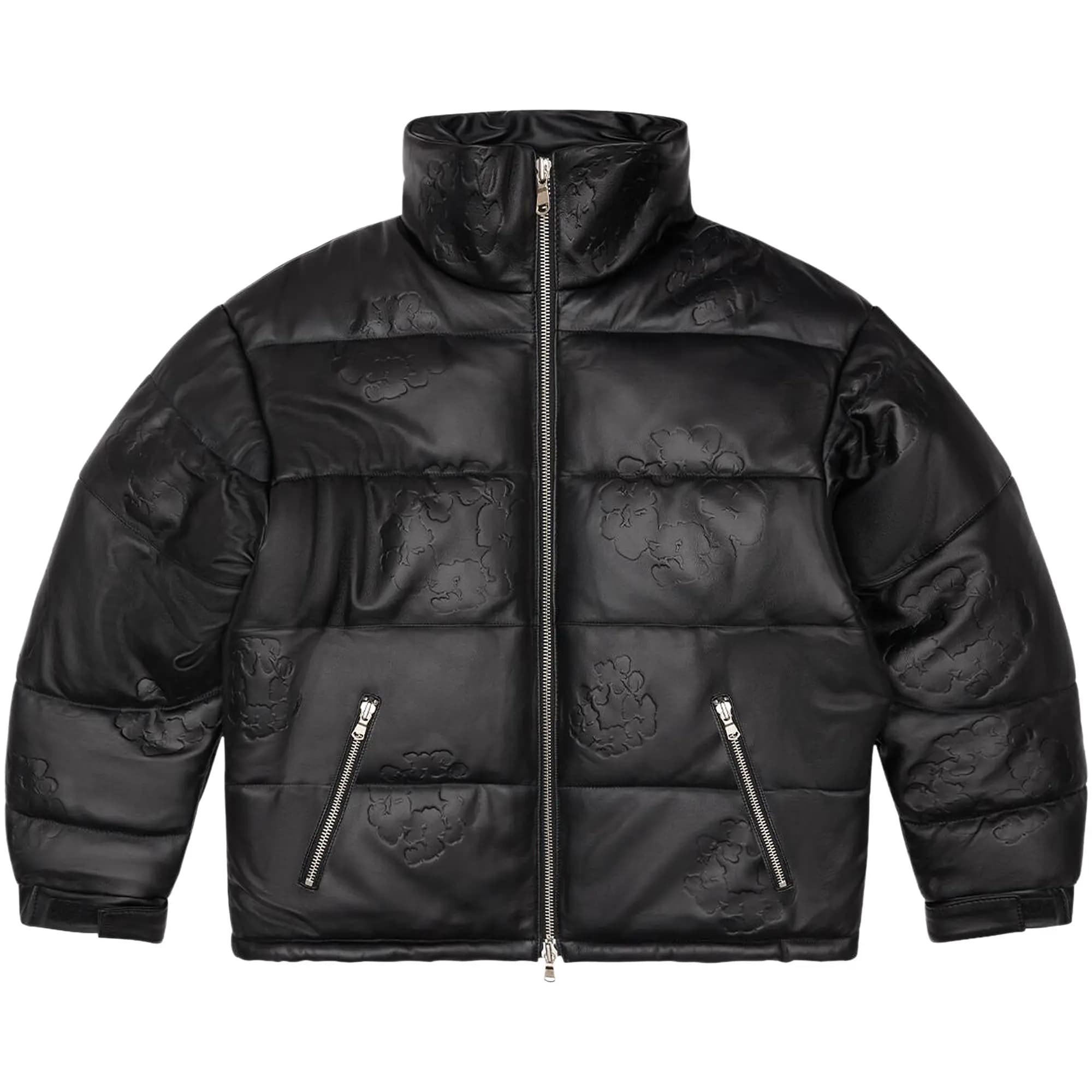 Denim Tears Embossed Leather Wreath Puffer 'Black' by Denim Tears