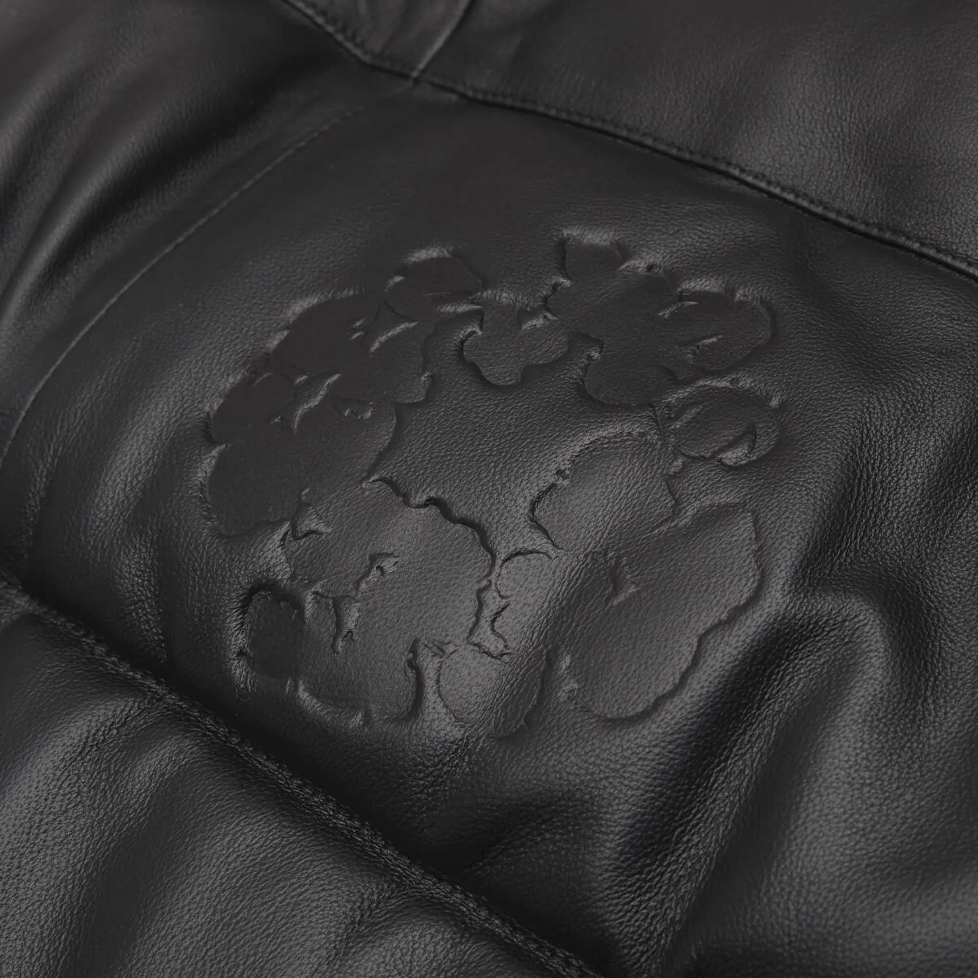 Denim Tears Embossed Leather Wreath Puffer 'Black' 3