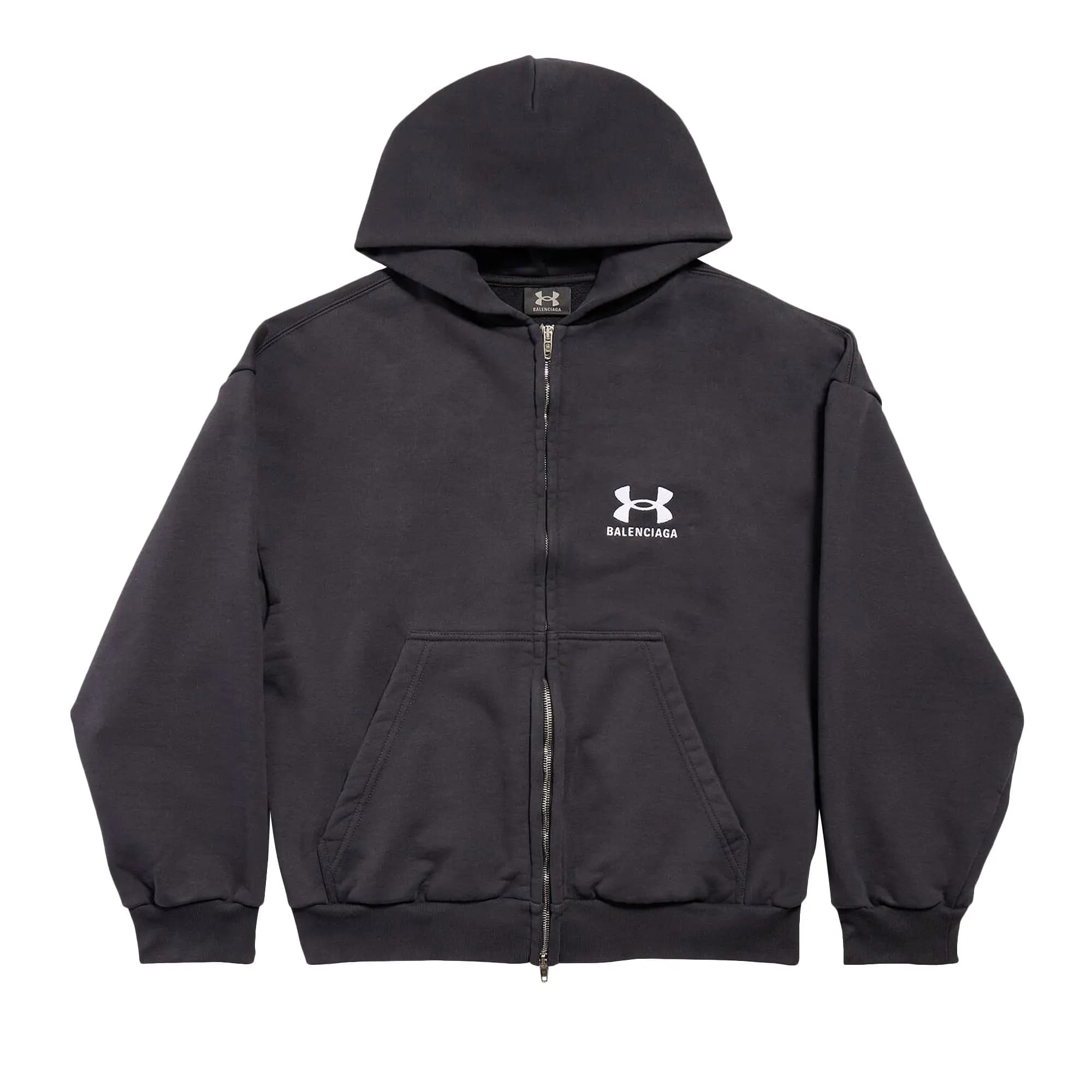 Balenciaga x Under Armour Zip Up Hoodie 'Black/White' by Balenciaga