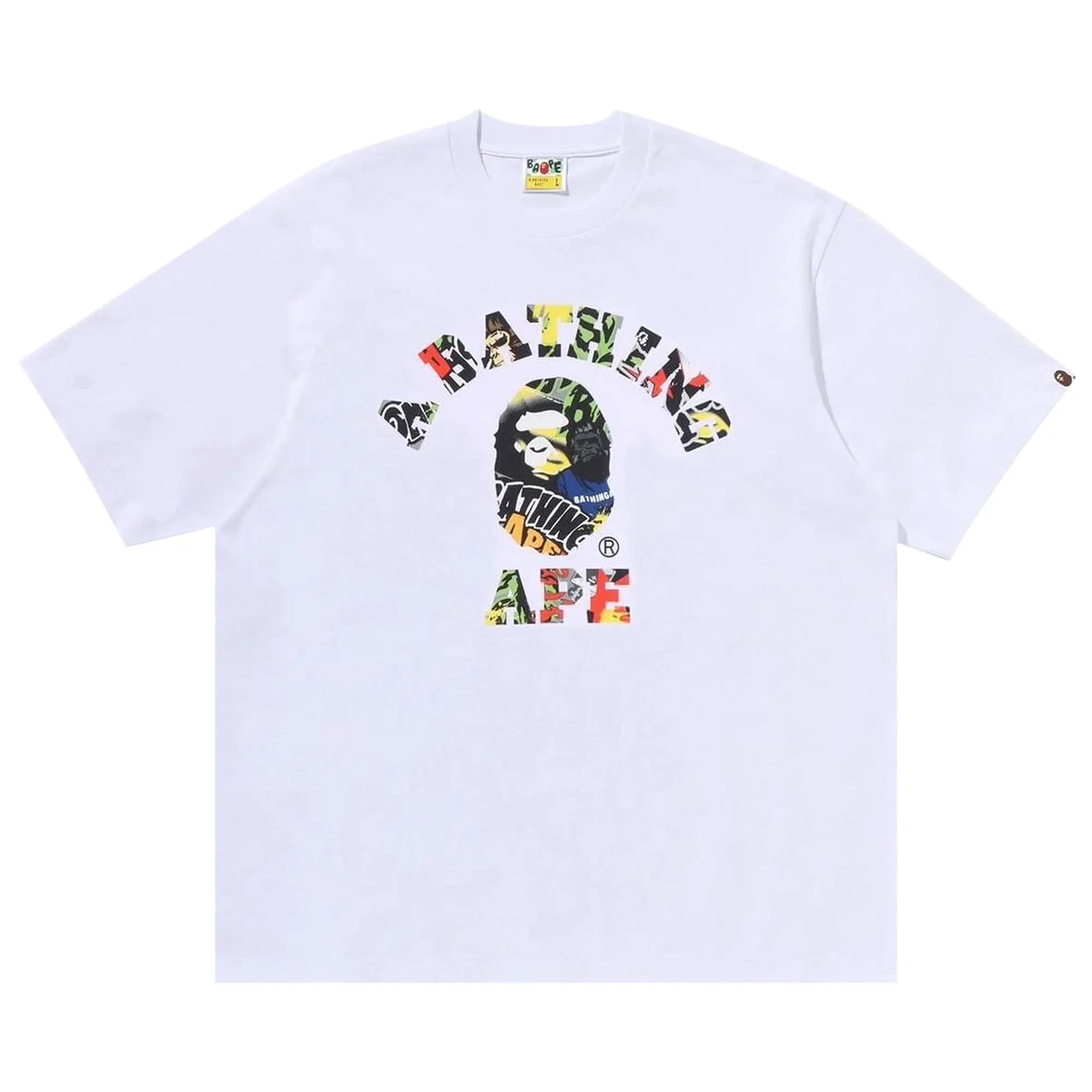 BAPE Multi Logo College Relaxed Fit Tee 'White' by BAPE