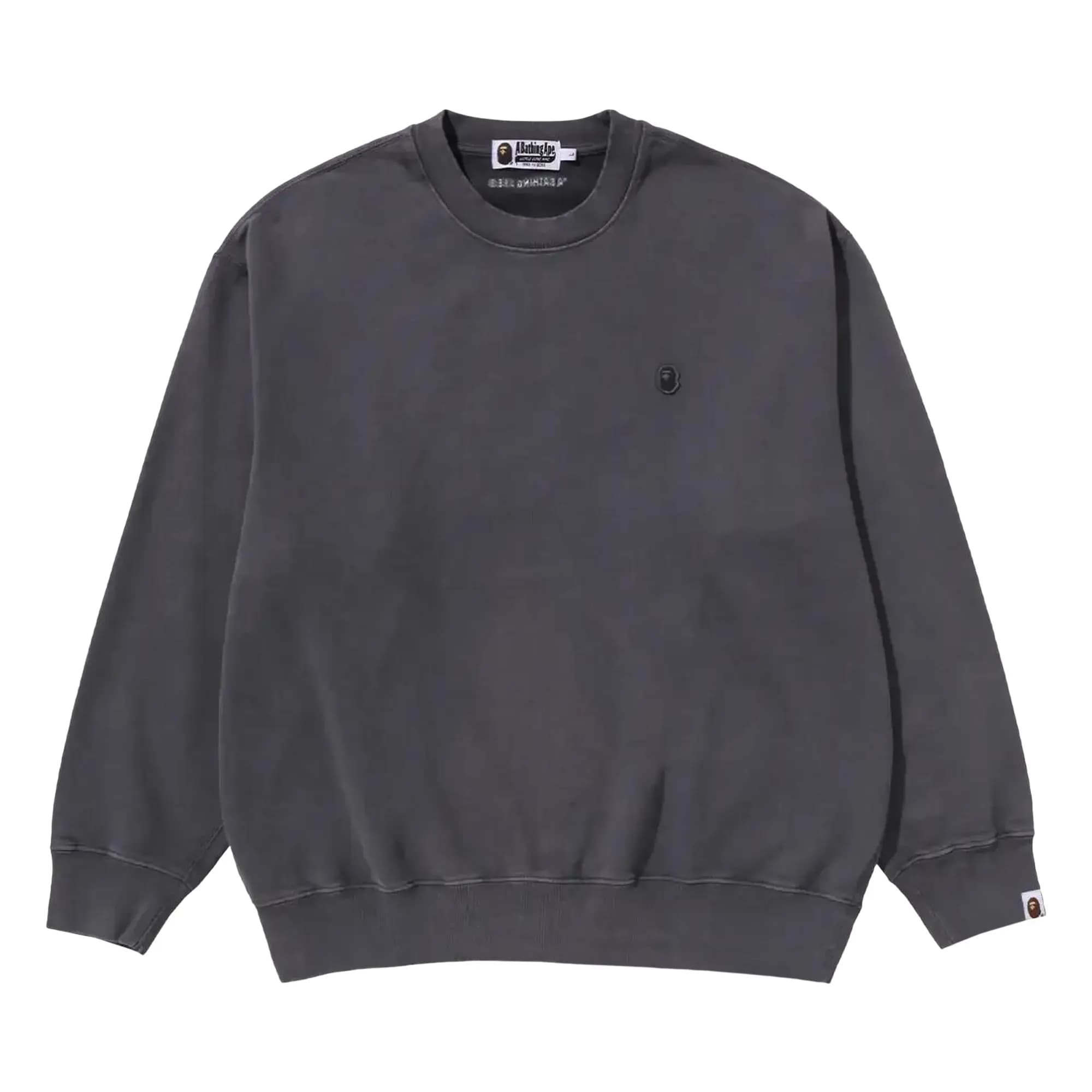 BAPE Garment Dye One Point Relaxed Fit Crewneck Sweatshirt 'Charocal' by BAPE