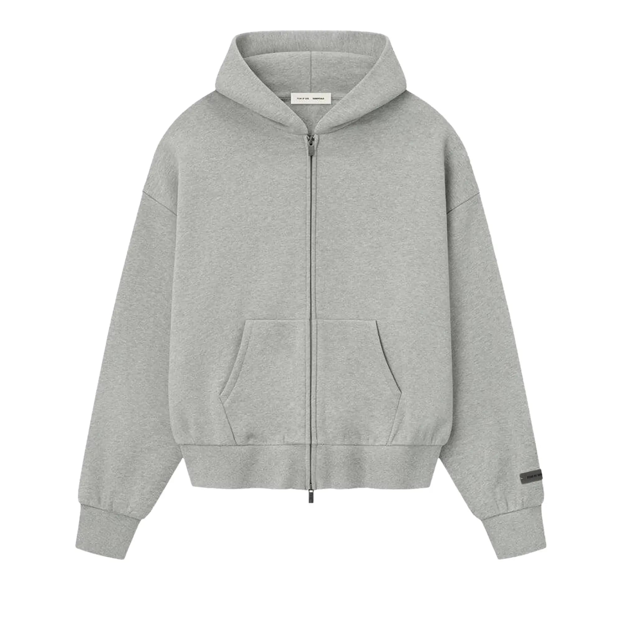 Fear of God Essentials Classic Fleece Zip-Up Hoodie 'Concrete Heather' by Fear of God