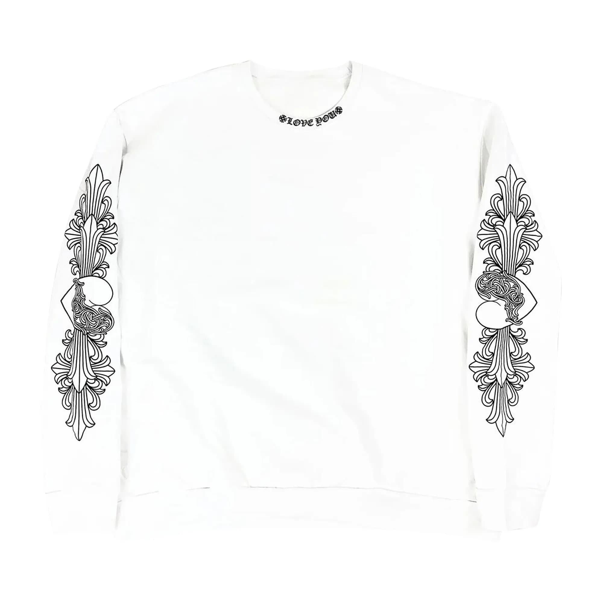 Chrome Hearts Love You Floral Crewneck Sweatshirt 'White' by Chrome Hearts