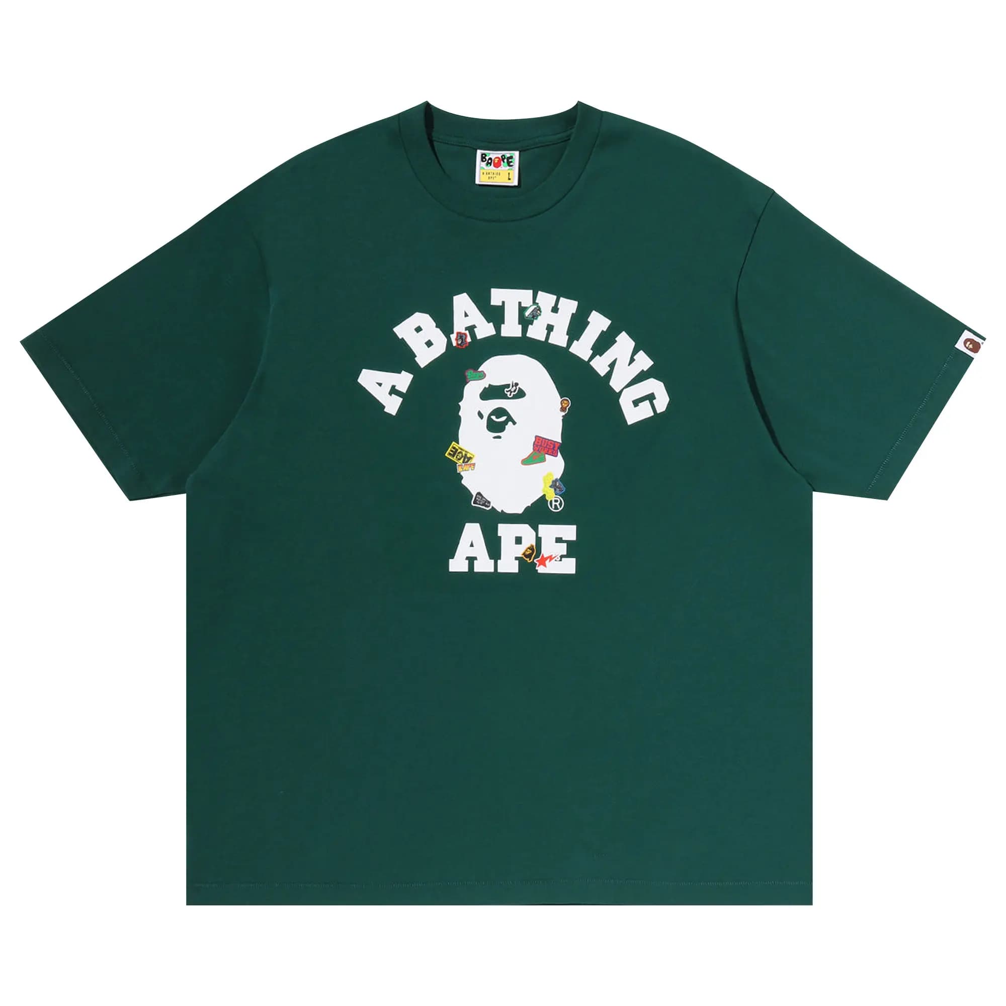 BAPE Sticker College Relaxed Fit Tee 'Green' by BAPE