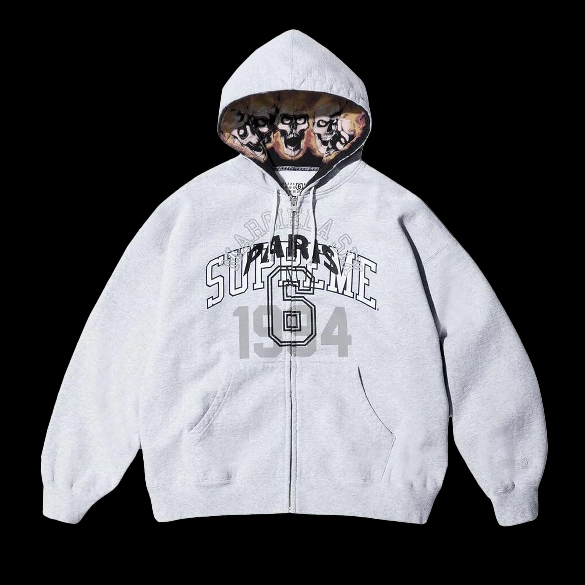Supreme x MM6 Maison Margiela Zip Up Hooded Sweatshirt 'Ash Grey' by Mm6 Maison Margiela