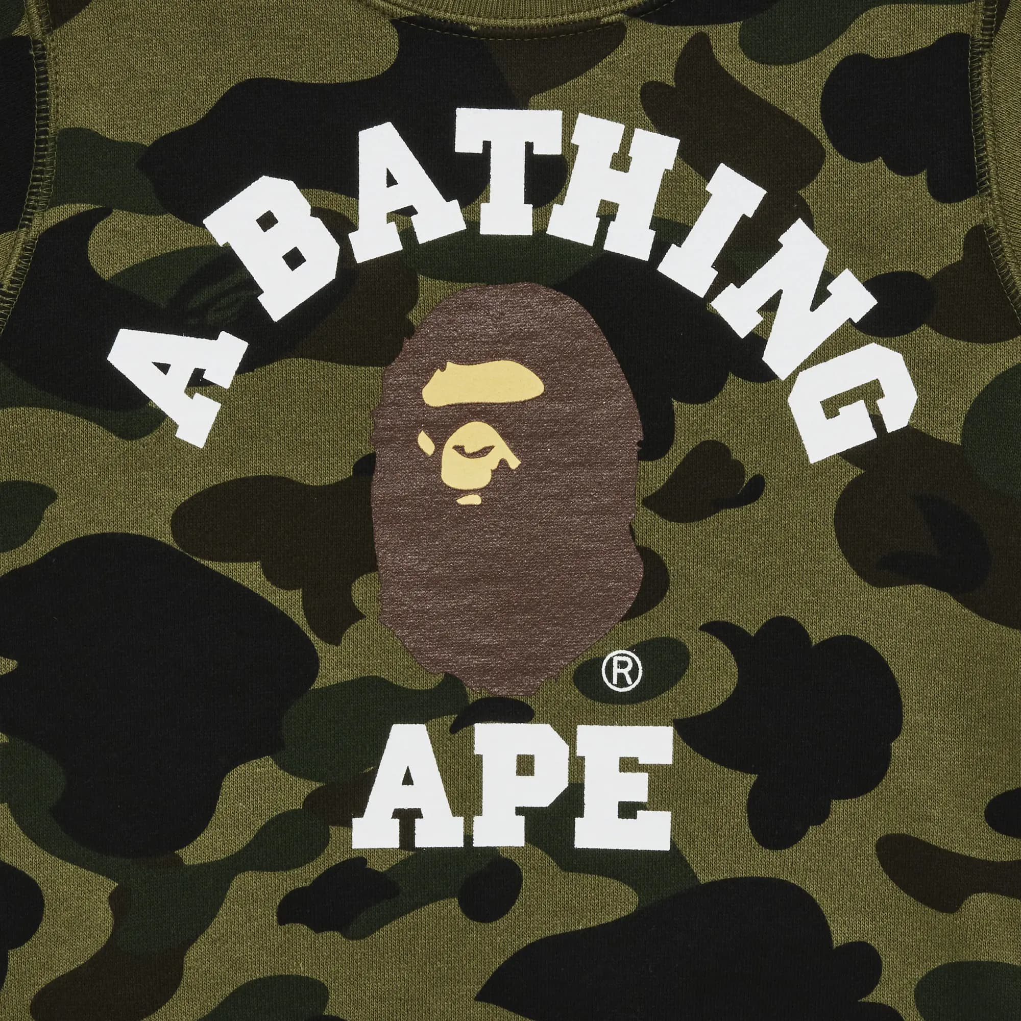 BAPE 1St Camo College Crewneck Sweatshirt 'Green' 3