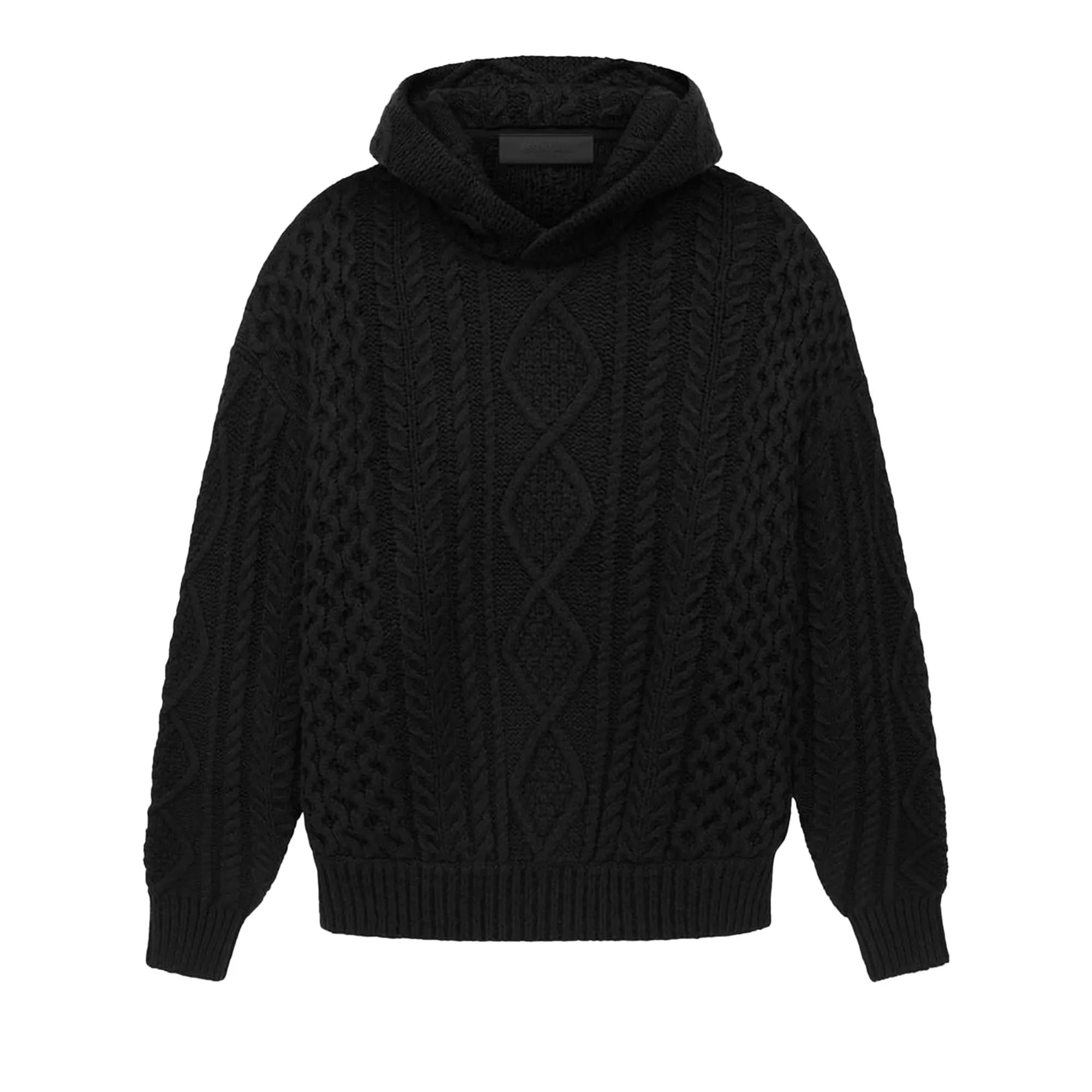 Fear of God Essentials Cable Knit Hoodie 'Jet Black' by Fear Of God Essentials