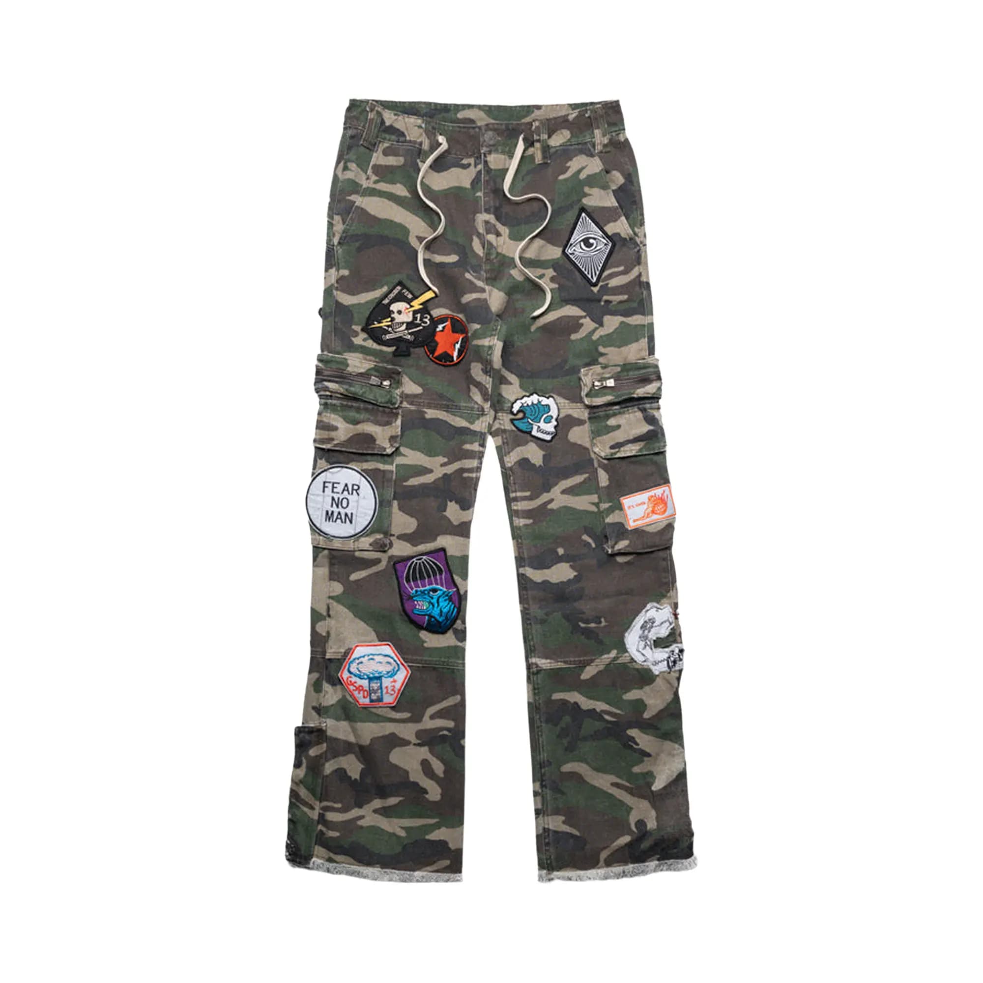 Godspeed Patchwork Flared Cargo Pants 'Camo' by Godspeed