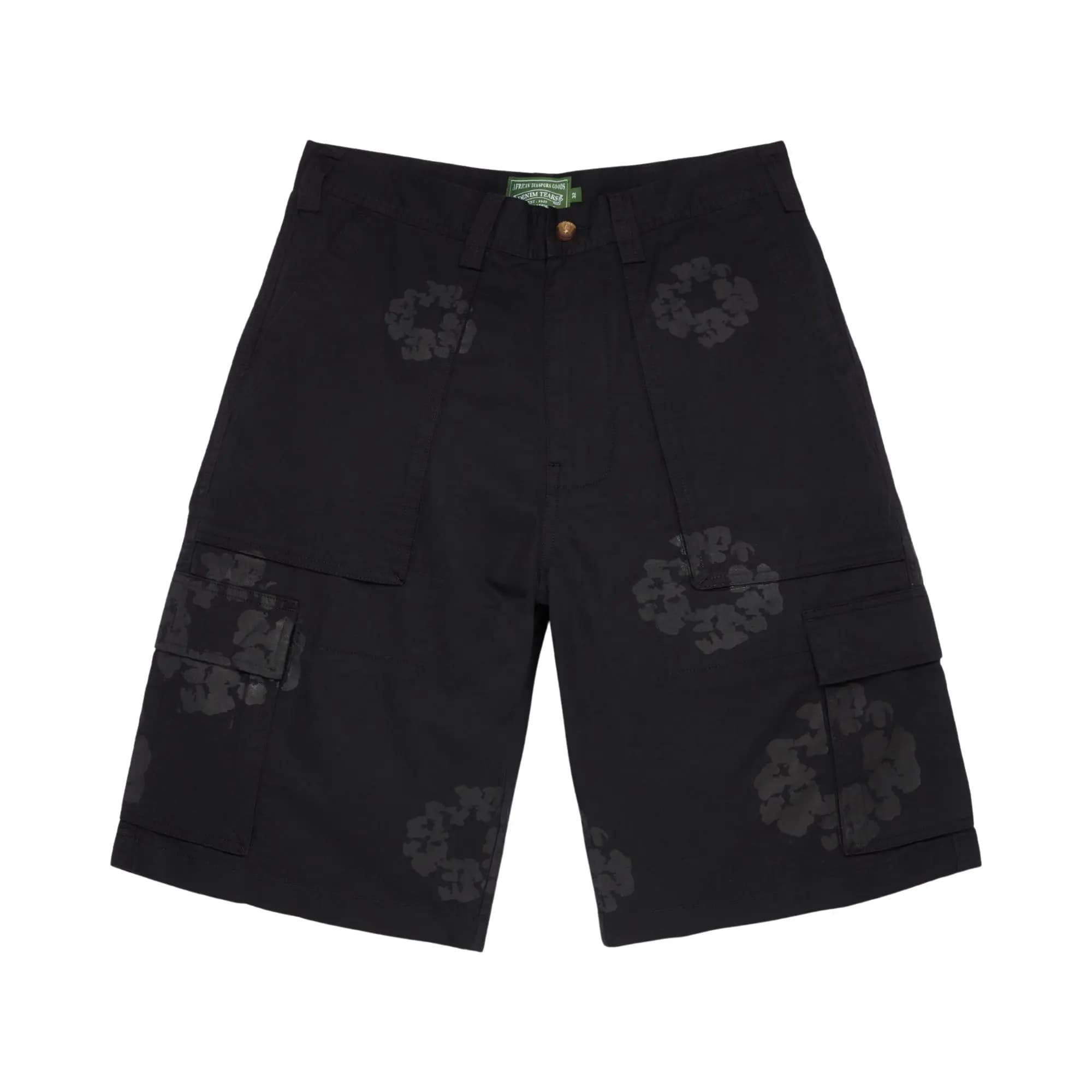 Denim Tears Mono Wreath Cargo Short 'Black' by Denim Tears