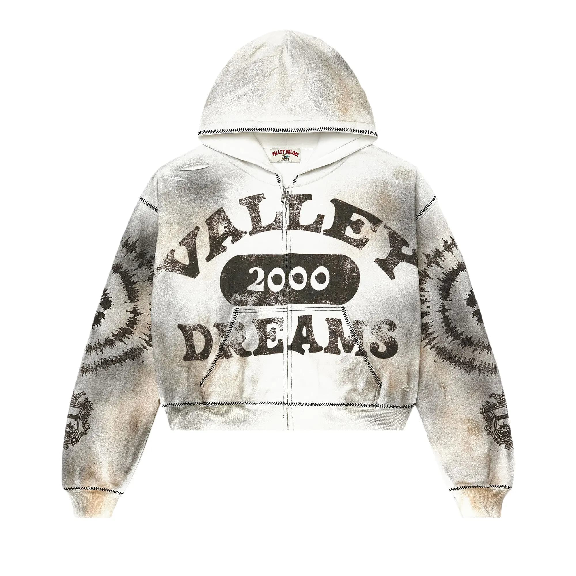 Vale Forever Spiral Zip Up Hoodie 'Dark White' by Vale Forever