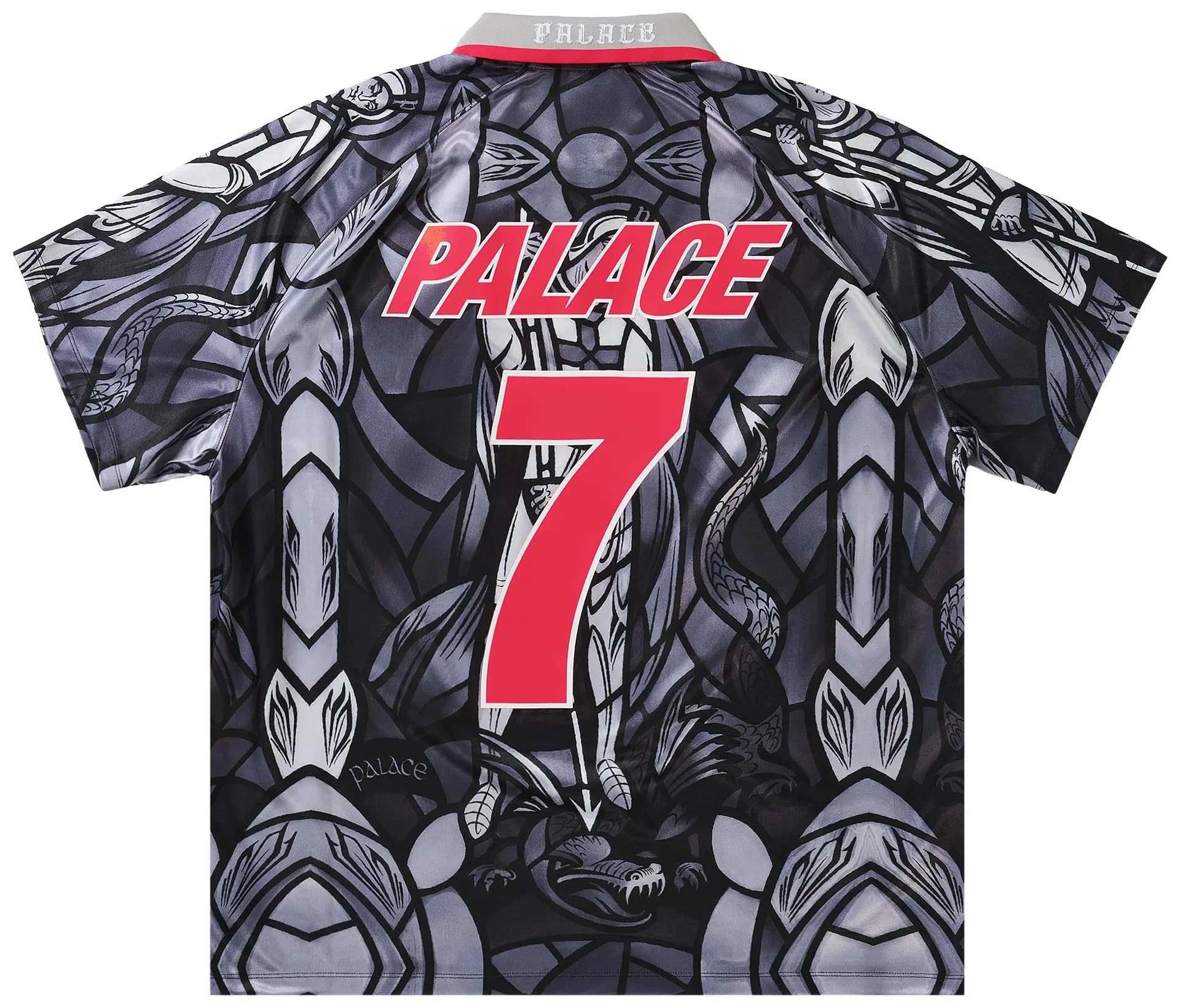 Palace x Nike England Dri-Fit Football Jersey 'Pewter Grey/Bright Crimson' 2