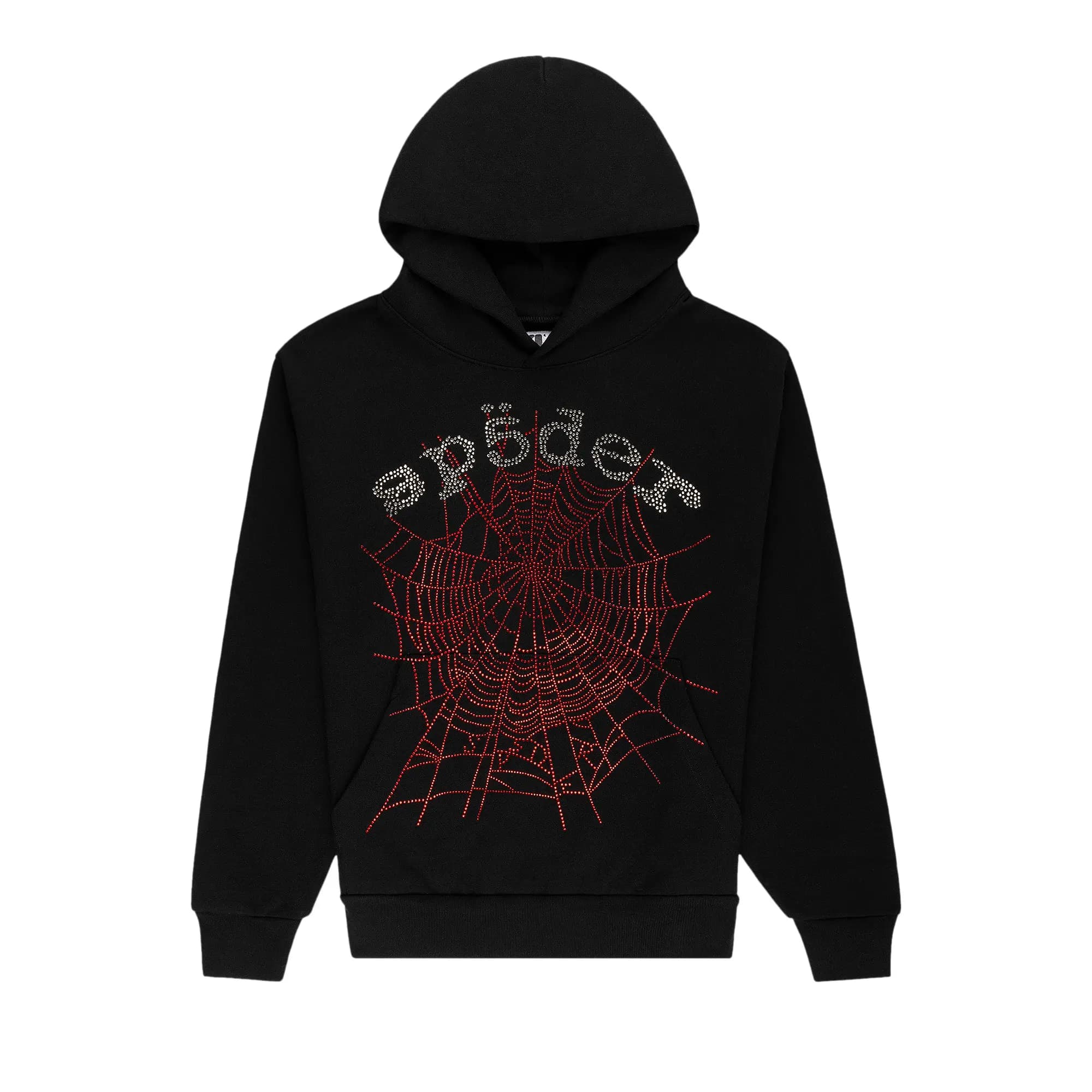 Sp5der Rhinestone Og Web V2 Hoodie 'Black' by SP5DER