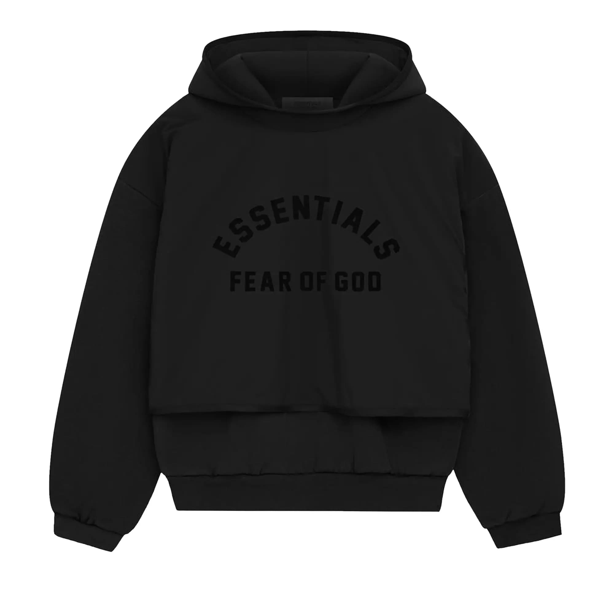 Fear of God Essentials Nylon Fleece Hooded Sweater 'Jet Black/Jet Black' by Fear of God
