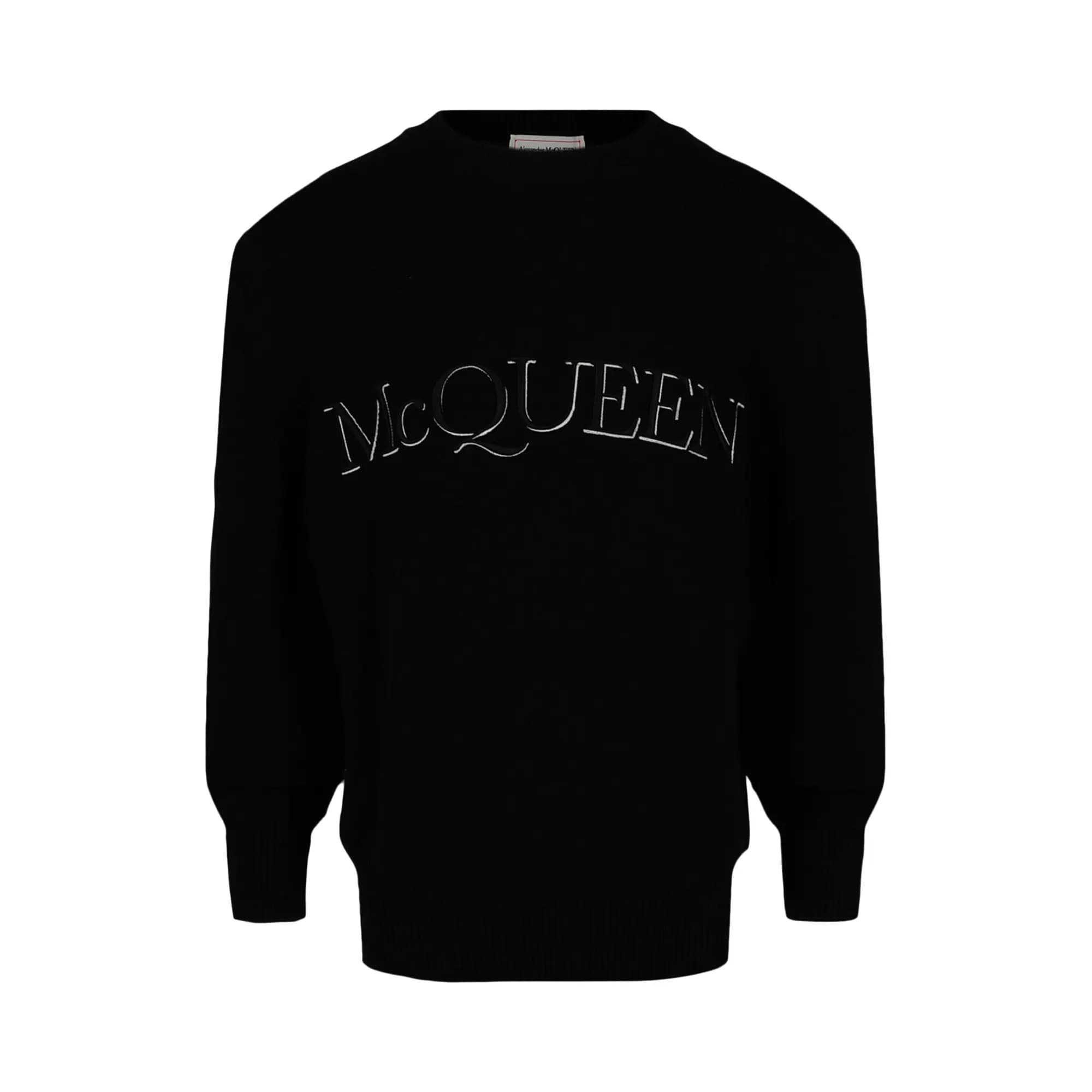 Alexander McQueen Logo Embroidered Sweater 'Black White' by Alexander McQueen