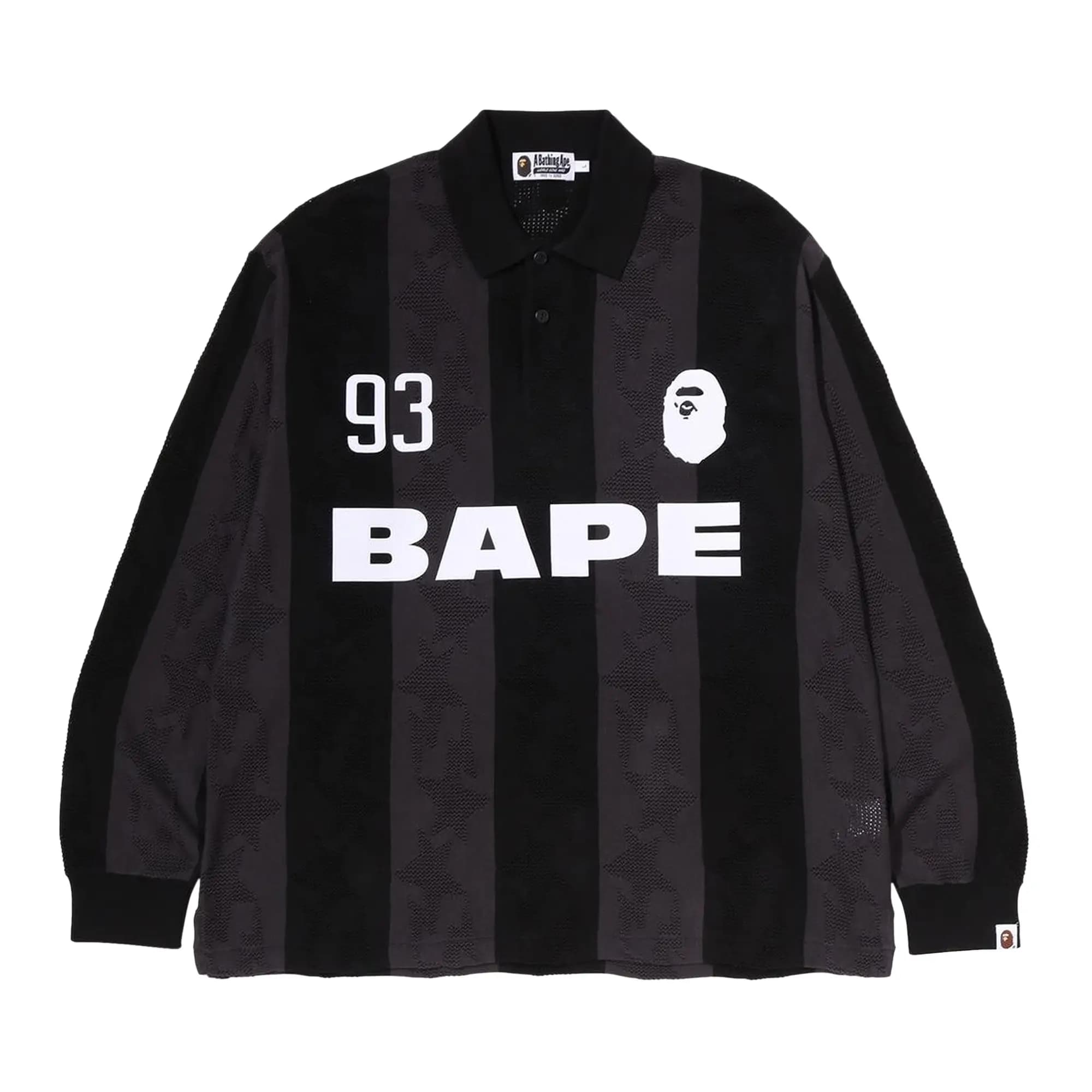 BAPE Stripe Pattern Jacquard Multi Logo Relaxed Fit Long-Sleeve Tee 'Black' by BAPE