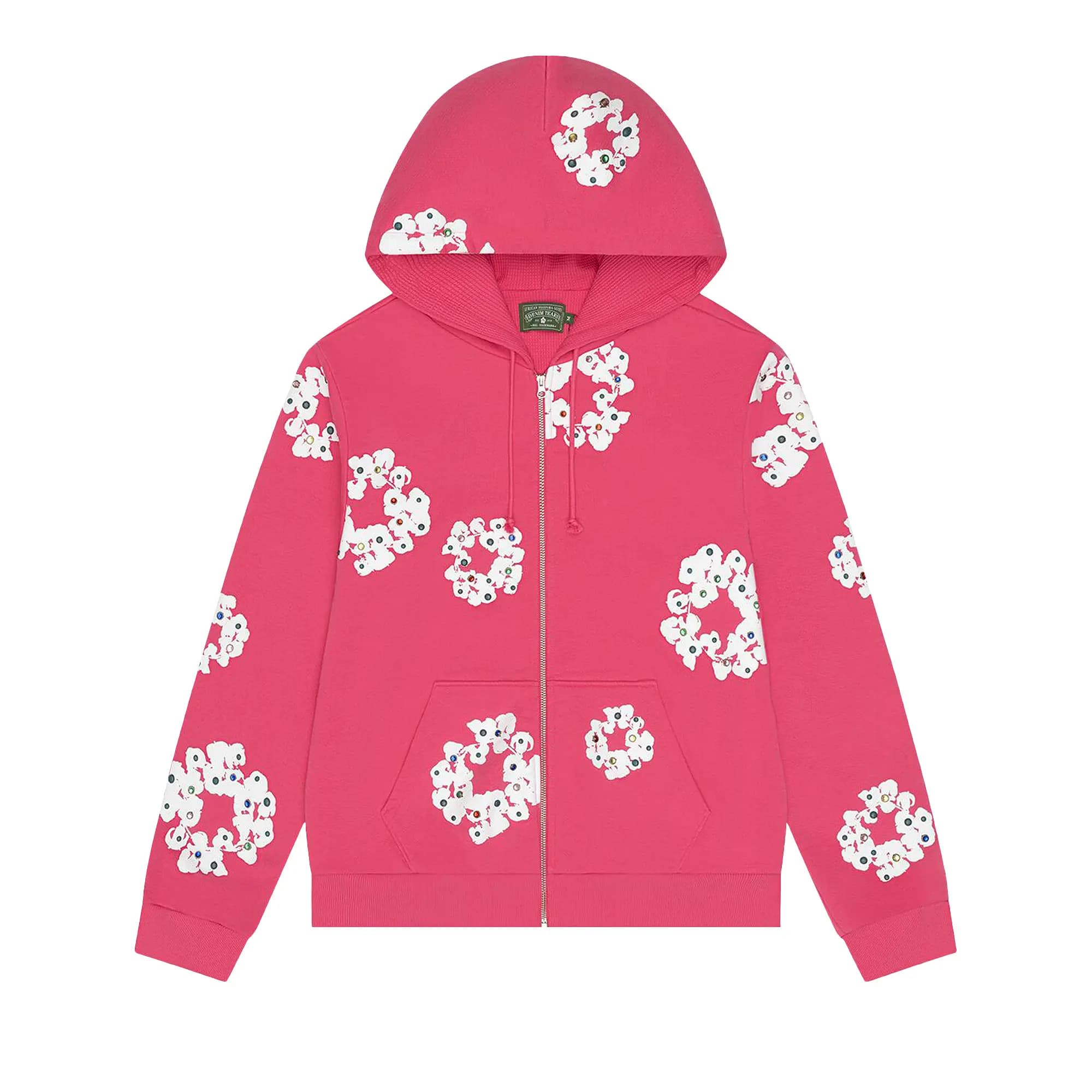 Denim Tears Rhinestone Cotton Wreath Zip Hoodie 'Pink' by Denim Tears