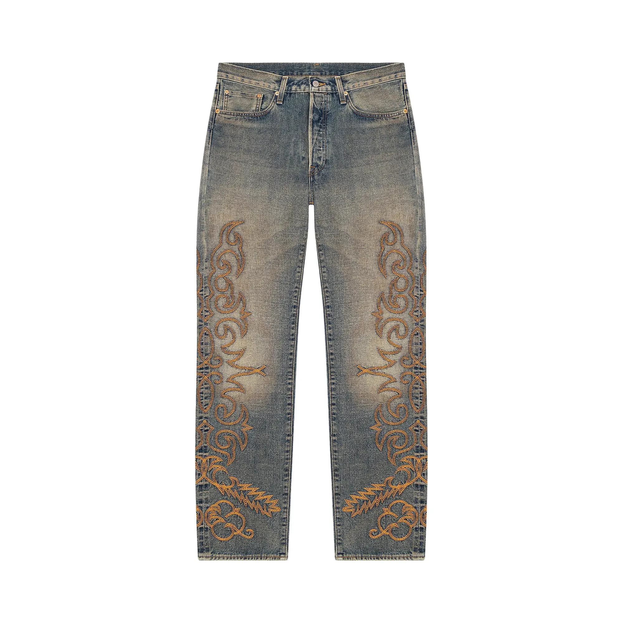Levi's x Denim Tears Western Stitch 501 Jeans 'Worn Indigo' by Levi's