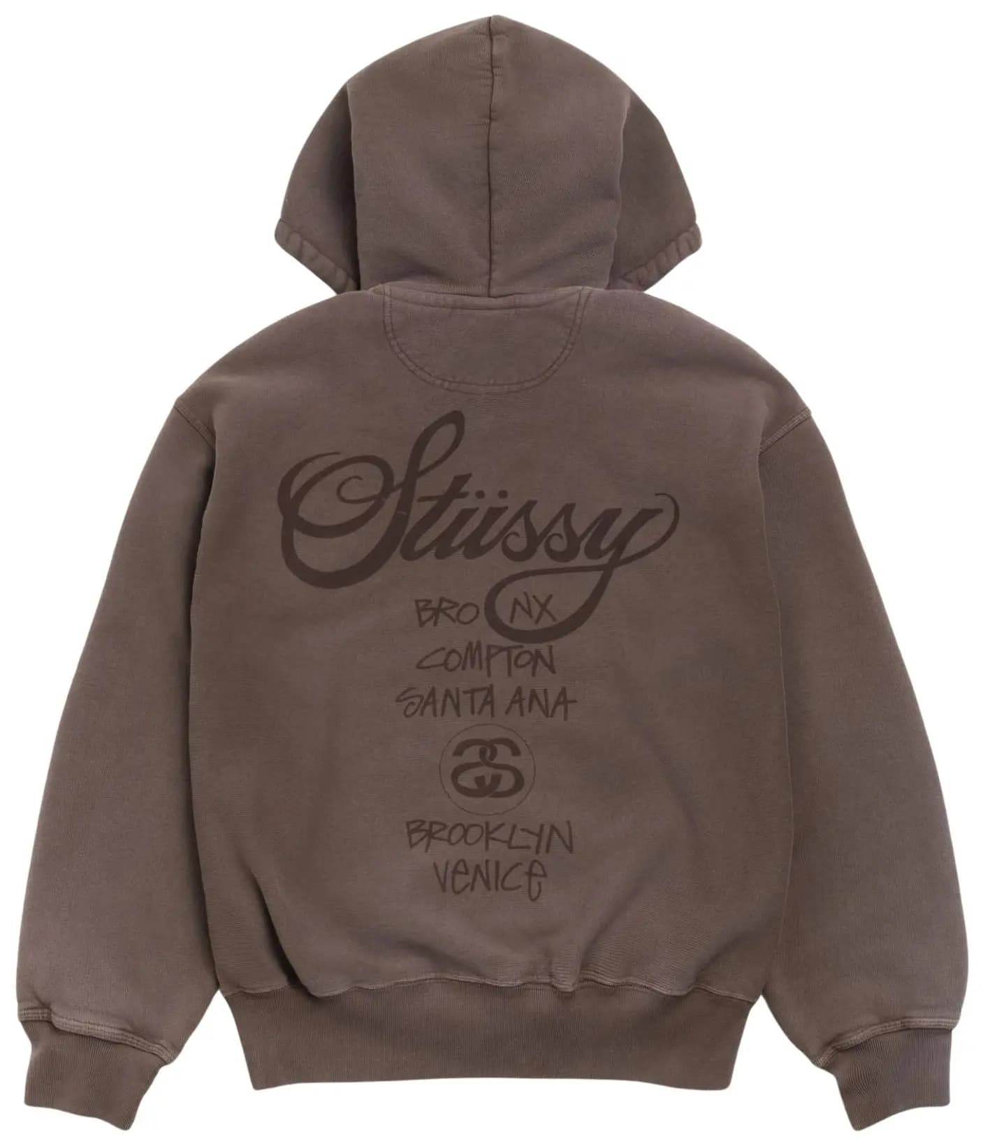 Stussy World Tour Zip Hoodie 'Sun Faded Brown' 2