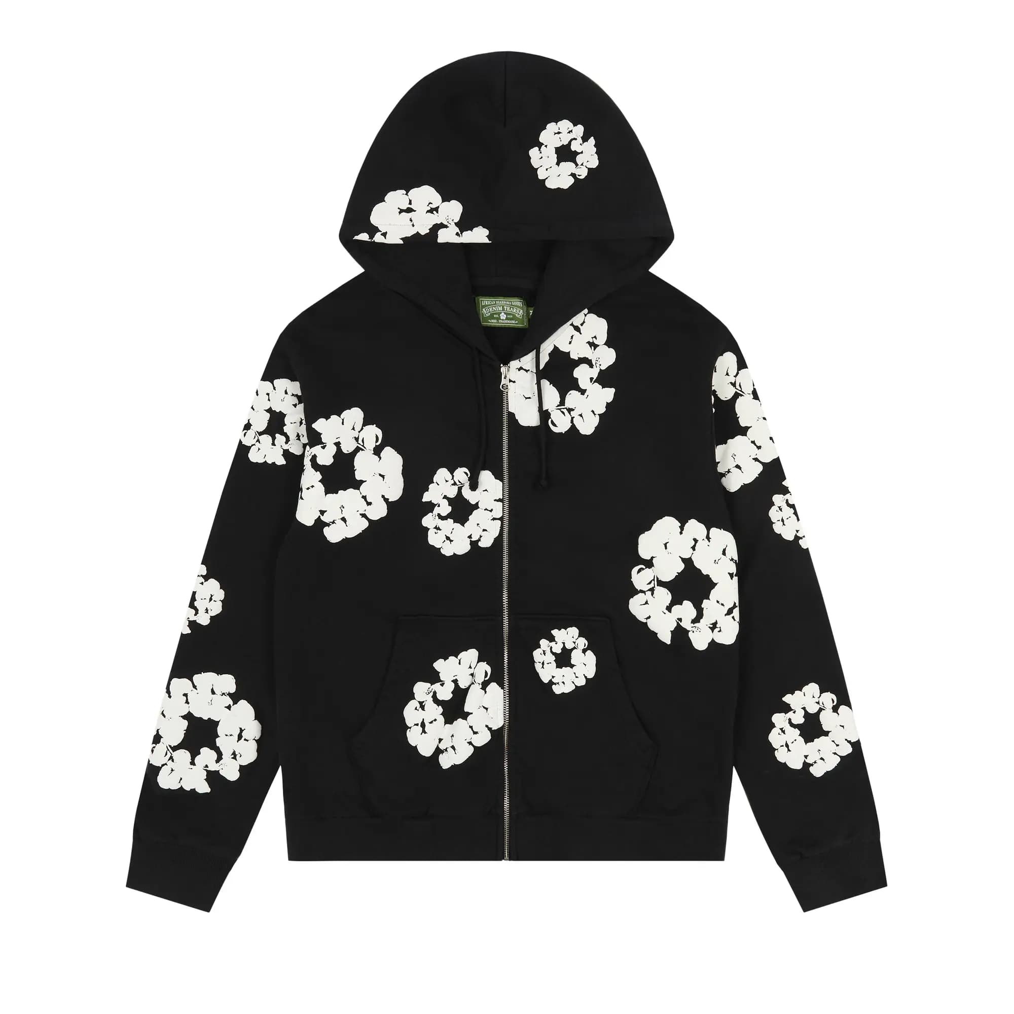 Denim Tears Cotton Wreath Zip Hoodie 'Black' by Denim Tears