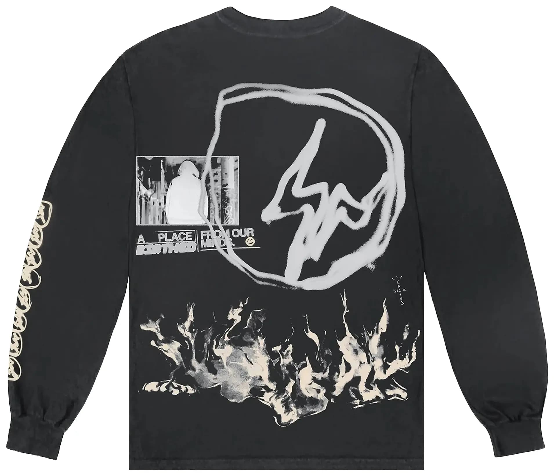 Cactus Jack by Travis Scott For Fragment Logo Long-Sleeve 'Black' 2