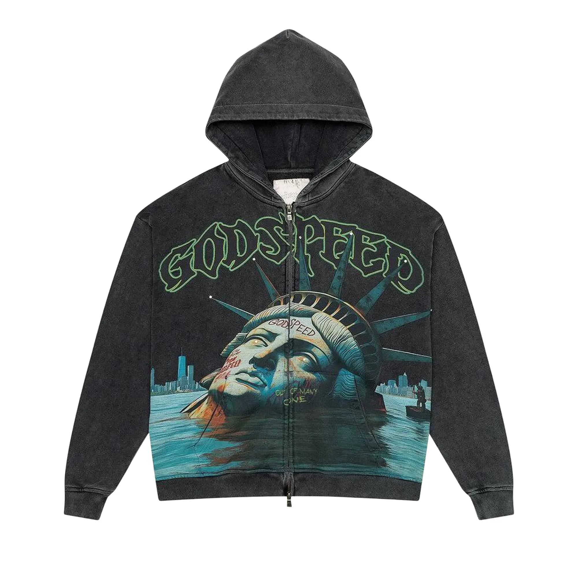 Godspeed Sunken Liberty Zip Hoodie 'Grey Wash' by Godspeed