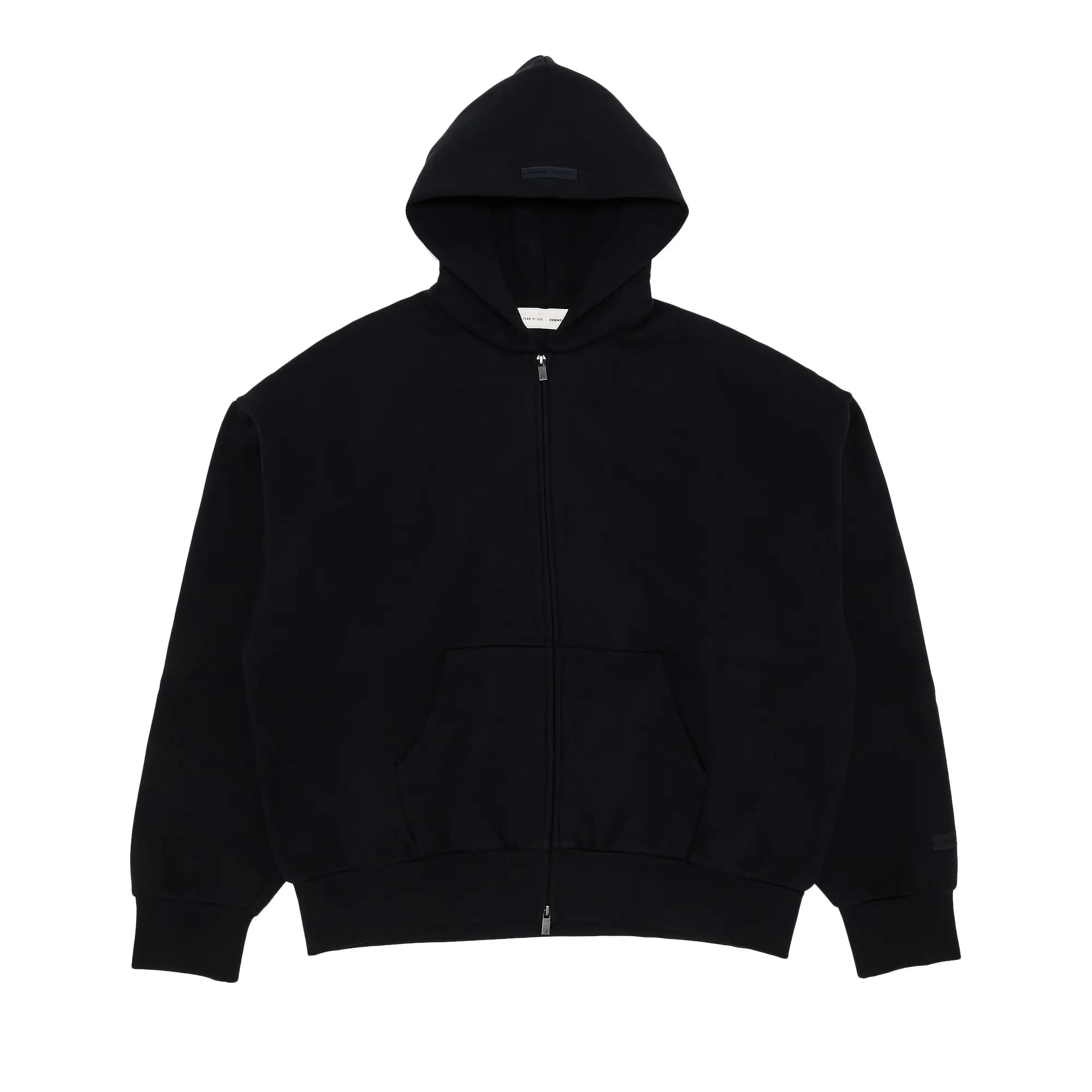Fear of God Essentials Classic Full Zip-Up Hoodie 'Jet Black' by Fear Of God Essentials