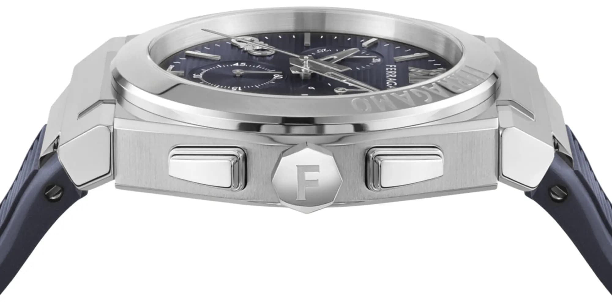 Ferragamo Vega Chrono Silicone Watch 'Stainless Steel' 3
